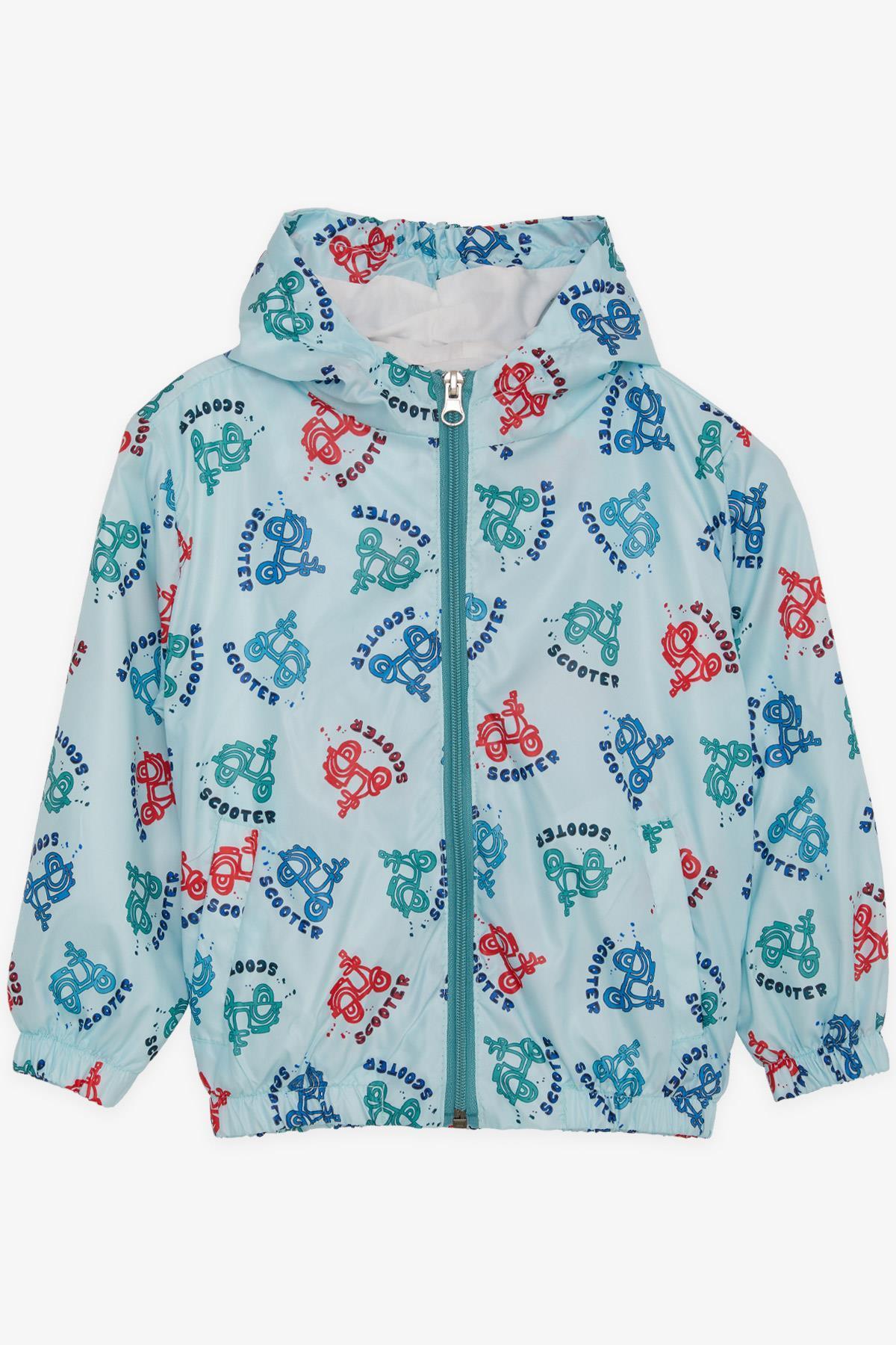 Breeze Erkek Çocuk Yağmurluk Renkli Scooter Desenli Açık Mavi (1-6 Yaş)
