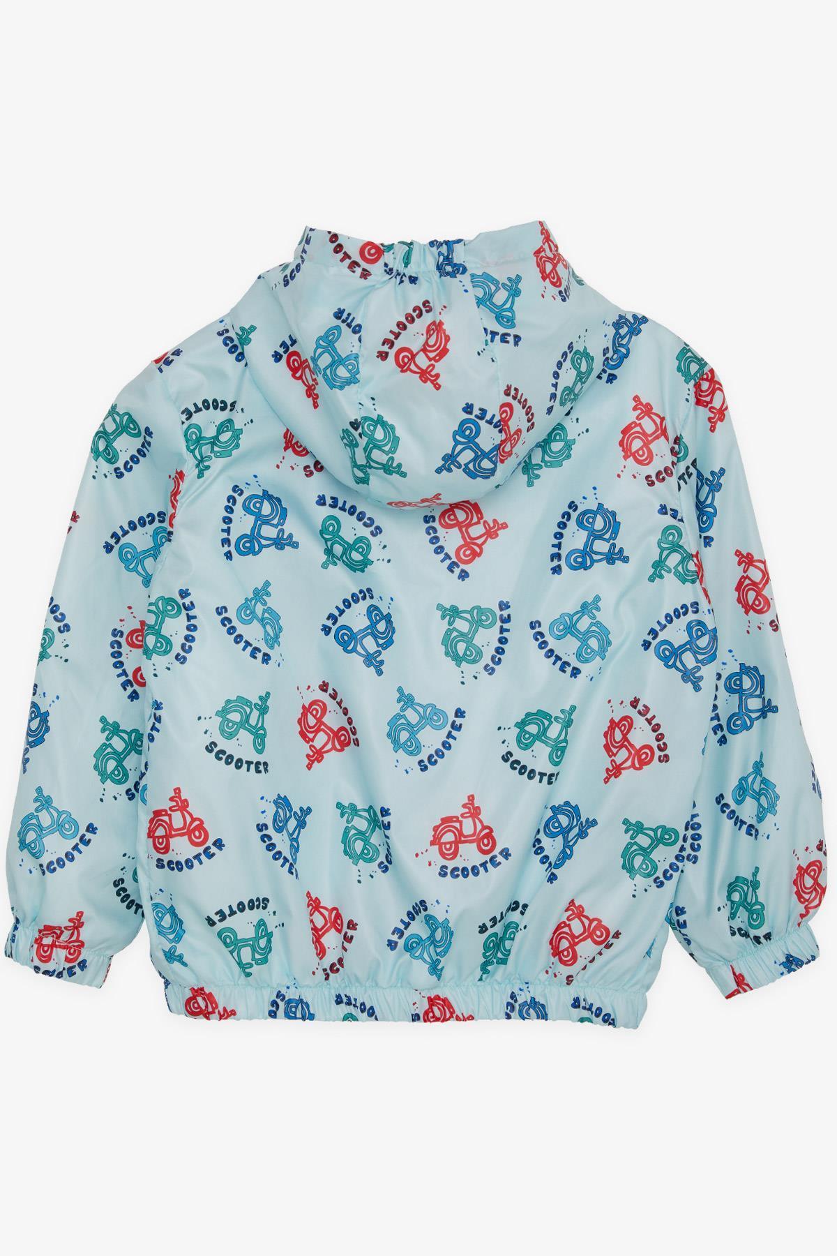 Breeze Erkek Çocuk Yağmurluk Renkli Scooter Desenli Açık Mavi (1-6 Yaş)