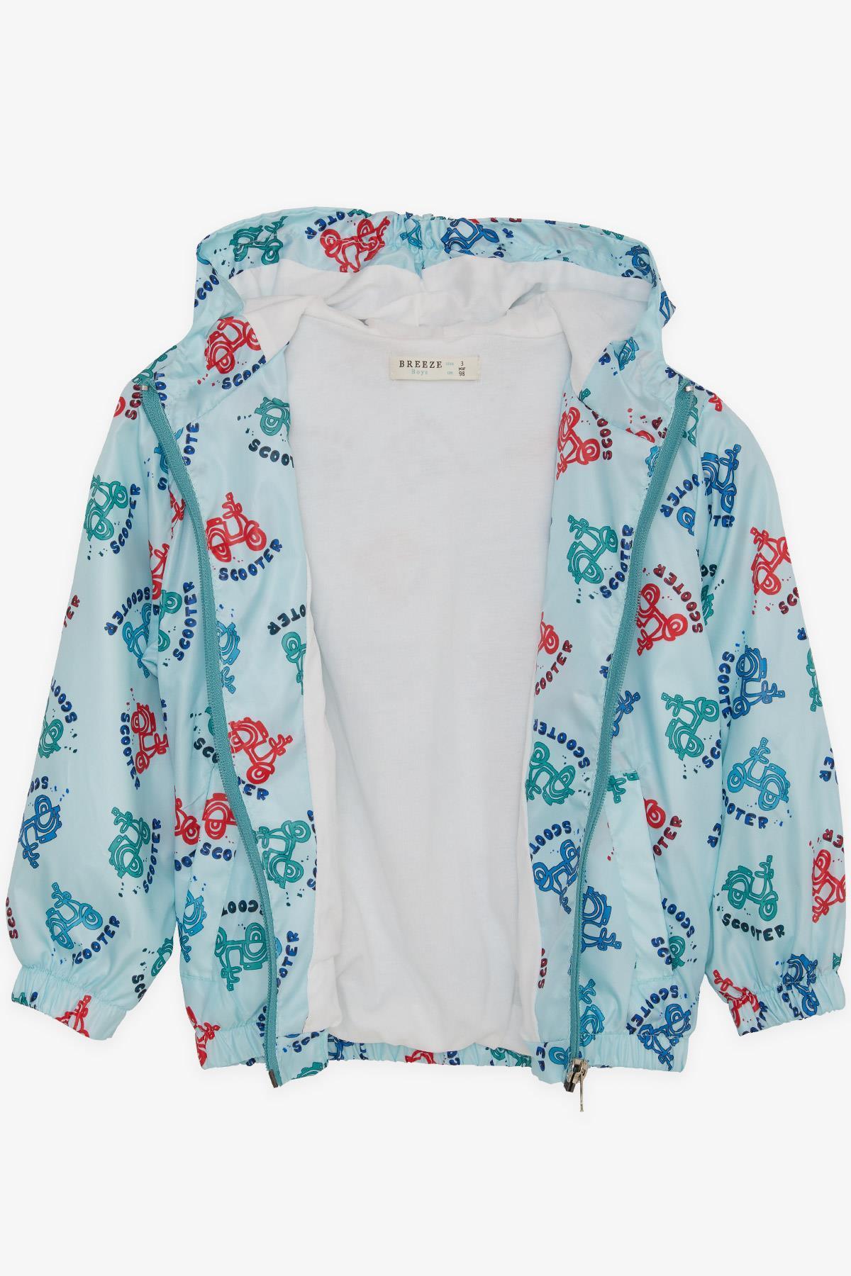 Breeze Erkek Çocuk Yağmurluk Renkli Scooter Desenli Açık Mavi (1-6 Yaş)