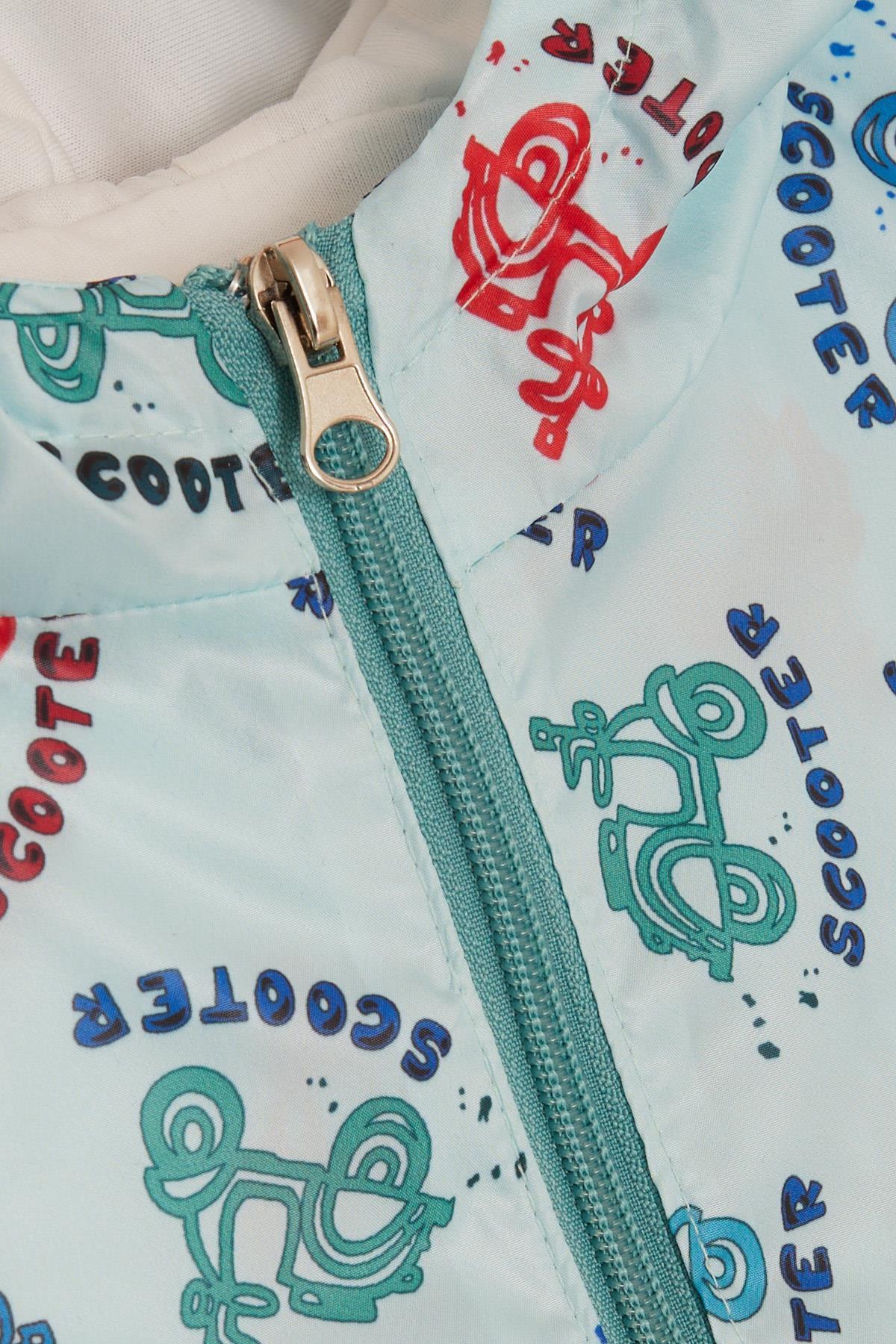 Breeze Erkek Çocuk Yağmurluk Renkli Scooter Desenli Açık Mavi (1-6 Yaş)