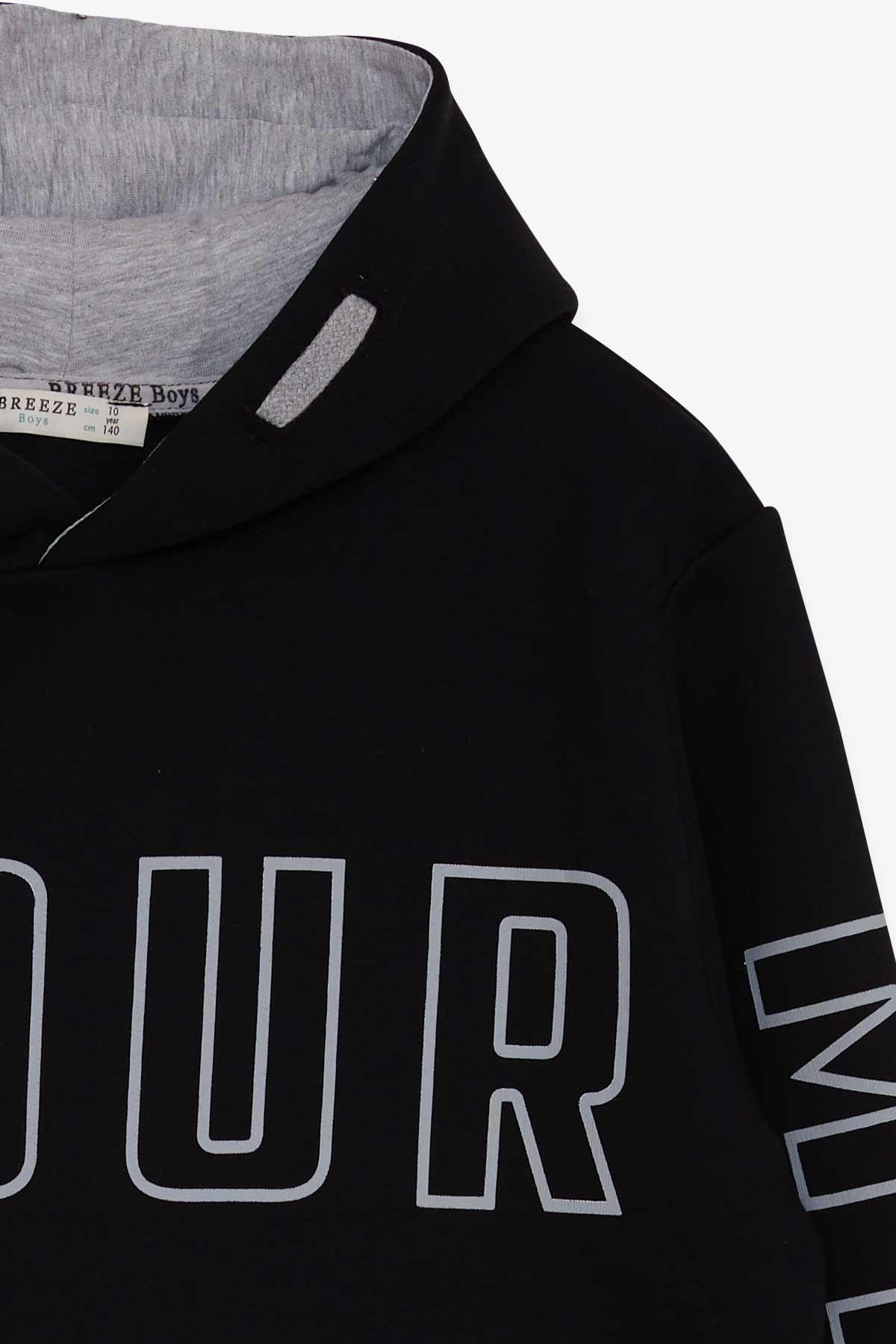 Breeze Erkek Çocuk Yazı Baskılı Sweatshirt Siyah (9-16 Yaş)