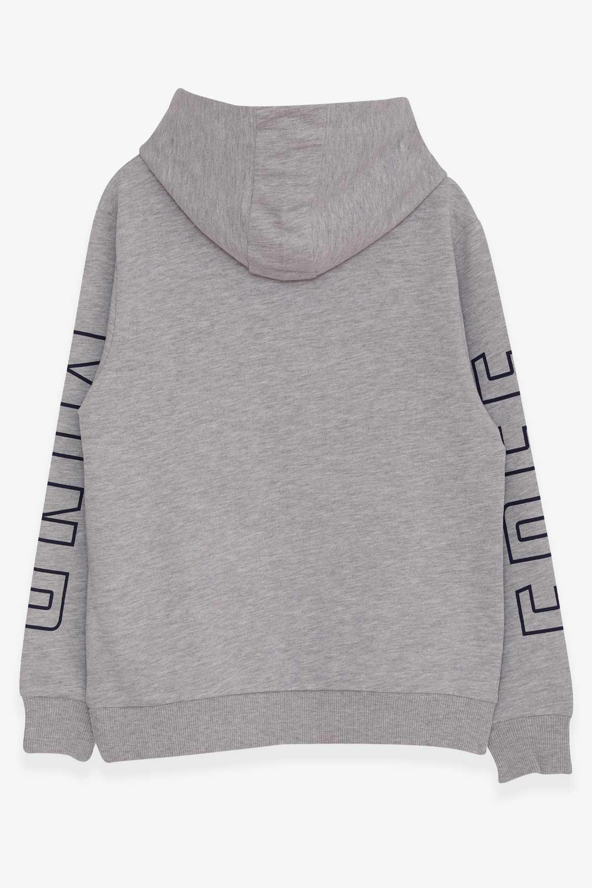 Breeze Erkek Çocuk Yazı Baskılı Sweatshirt Gri Melanj (9-14 Yaş)