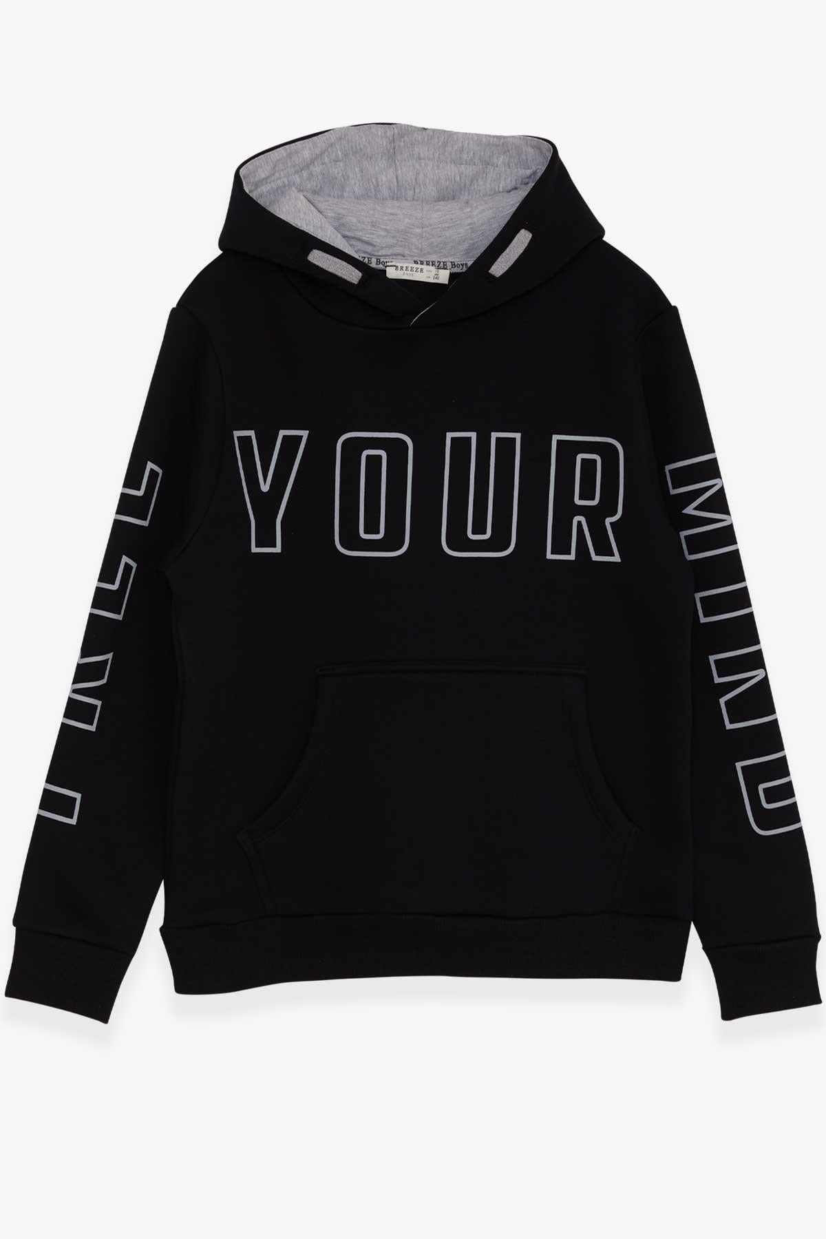 Breeze Erkek Çocuk Yazı Baskılı Sweatshirt Siyah (9-16 Yaş)