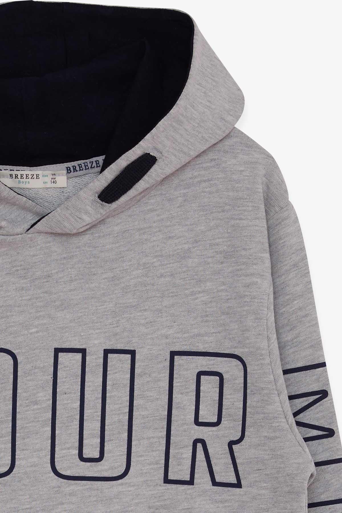Breeze Erkek Çocuk Yazı Baskılı Sweatshirt Gri Melanj (9-14 Yaş)
