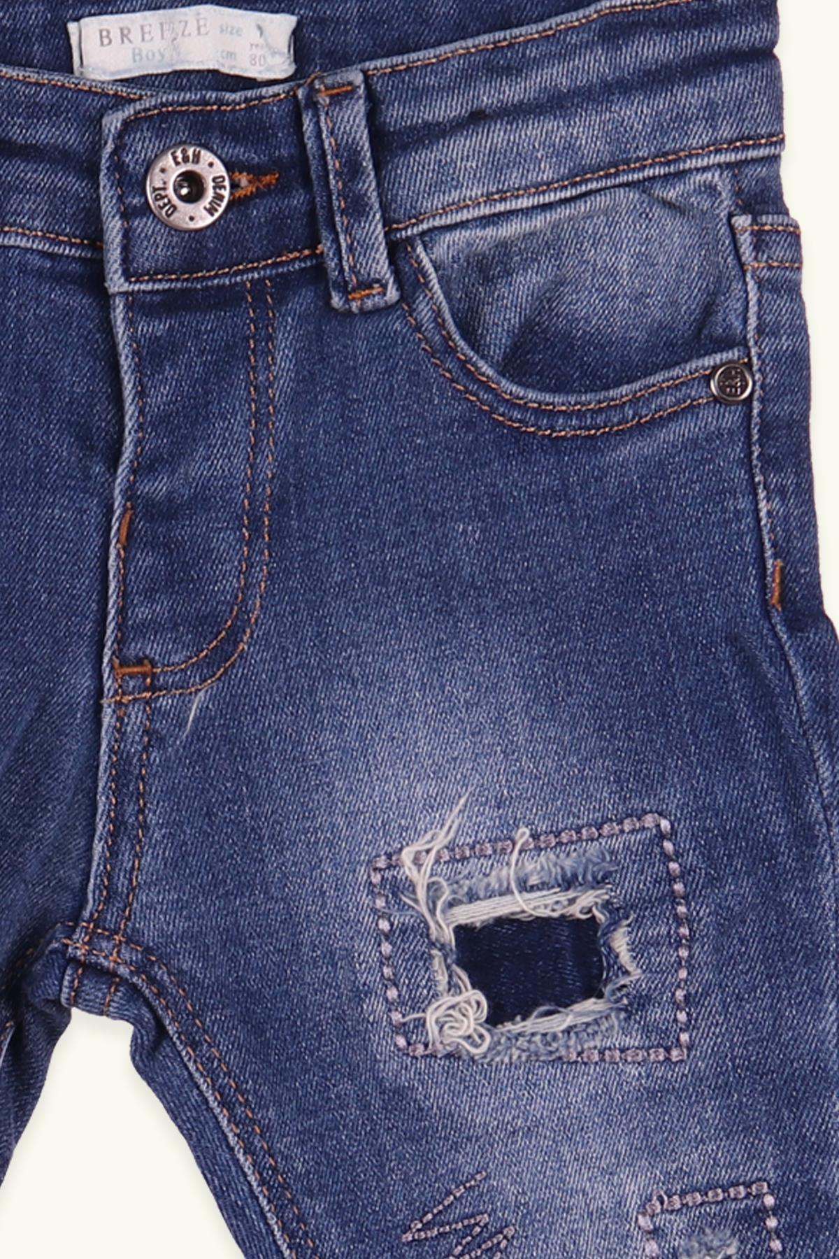 Breeze Erkek Çocuk Yırtık Kot Pantolon Mavi (1-4 Yaş)