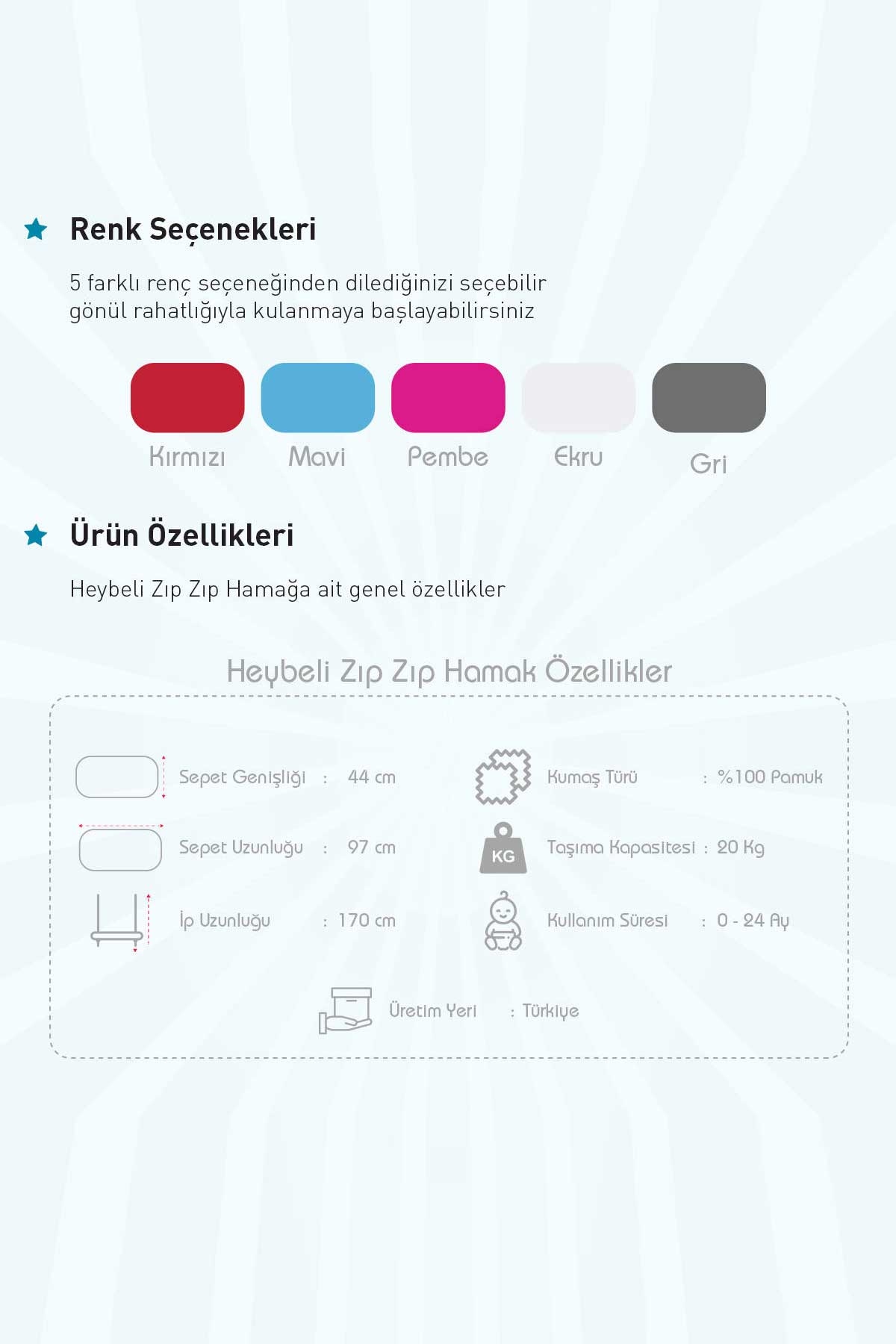 Breeze Holmen Heybeli Zıp Zıp Hamak Gri