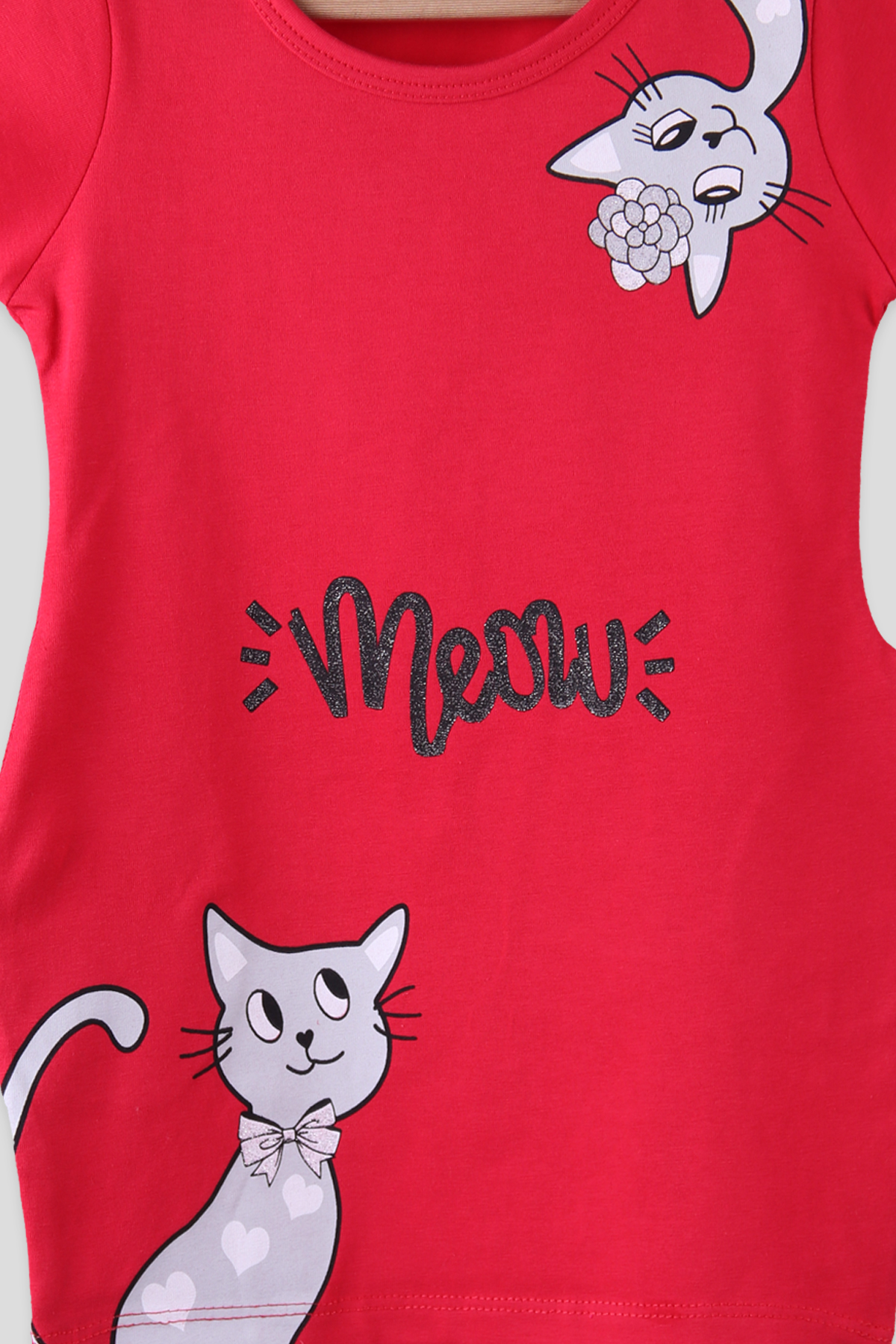 Breeze Kedi Baskılı Penye Elbise Narçiçeği (2-6 Yaş)