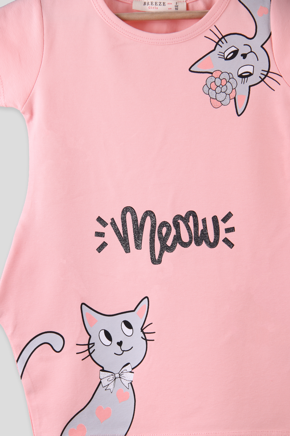 Breeze Kedi Baskılı Penye Elbise Somon (2-6 Yaş)