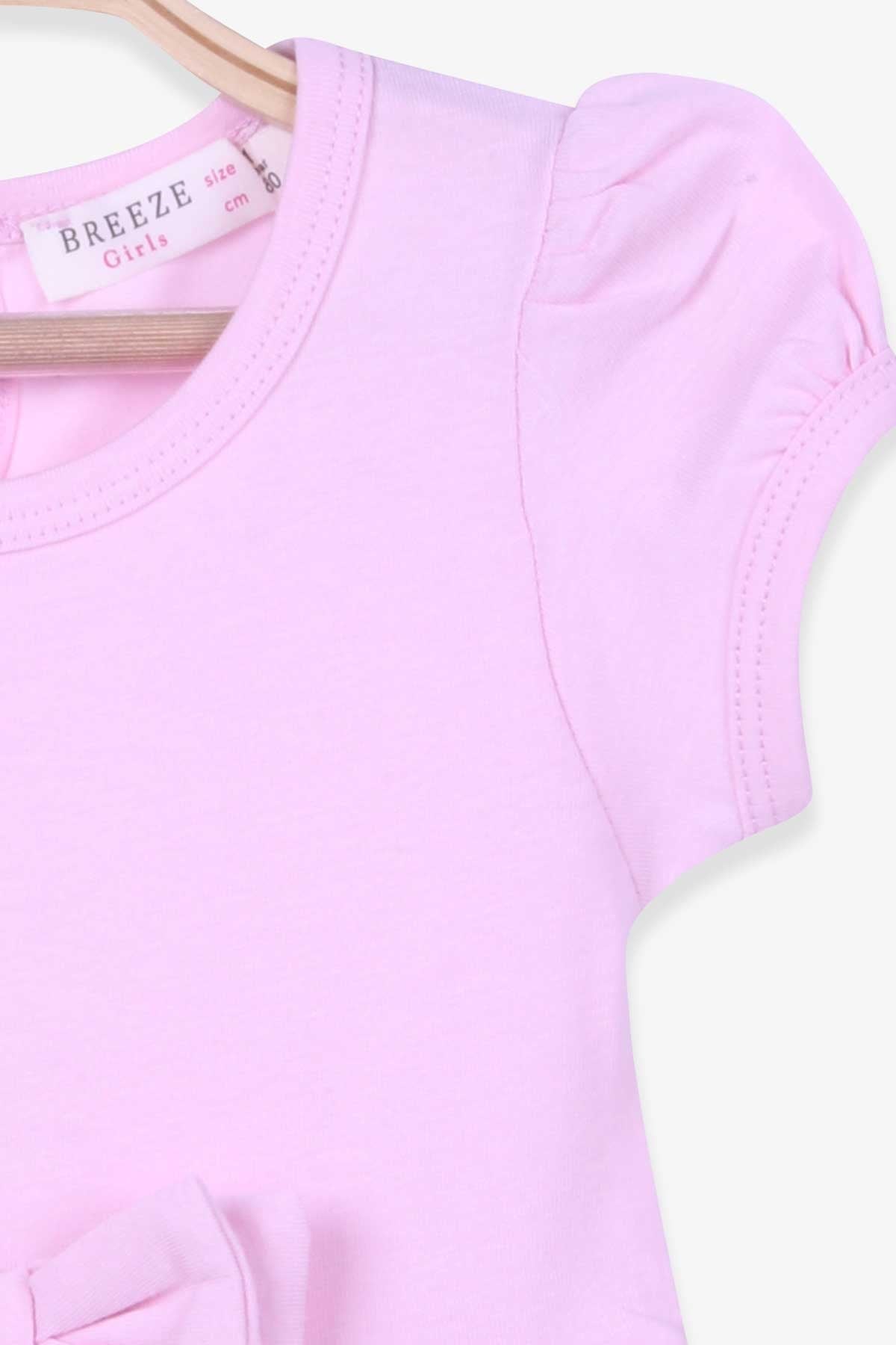 Breeze Kız Bebe Zıbın Elbise Dantelli Fiyonklu Pudra (6 Ay-2 Yaş)
