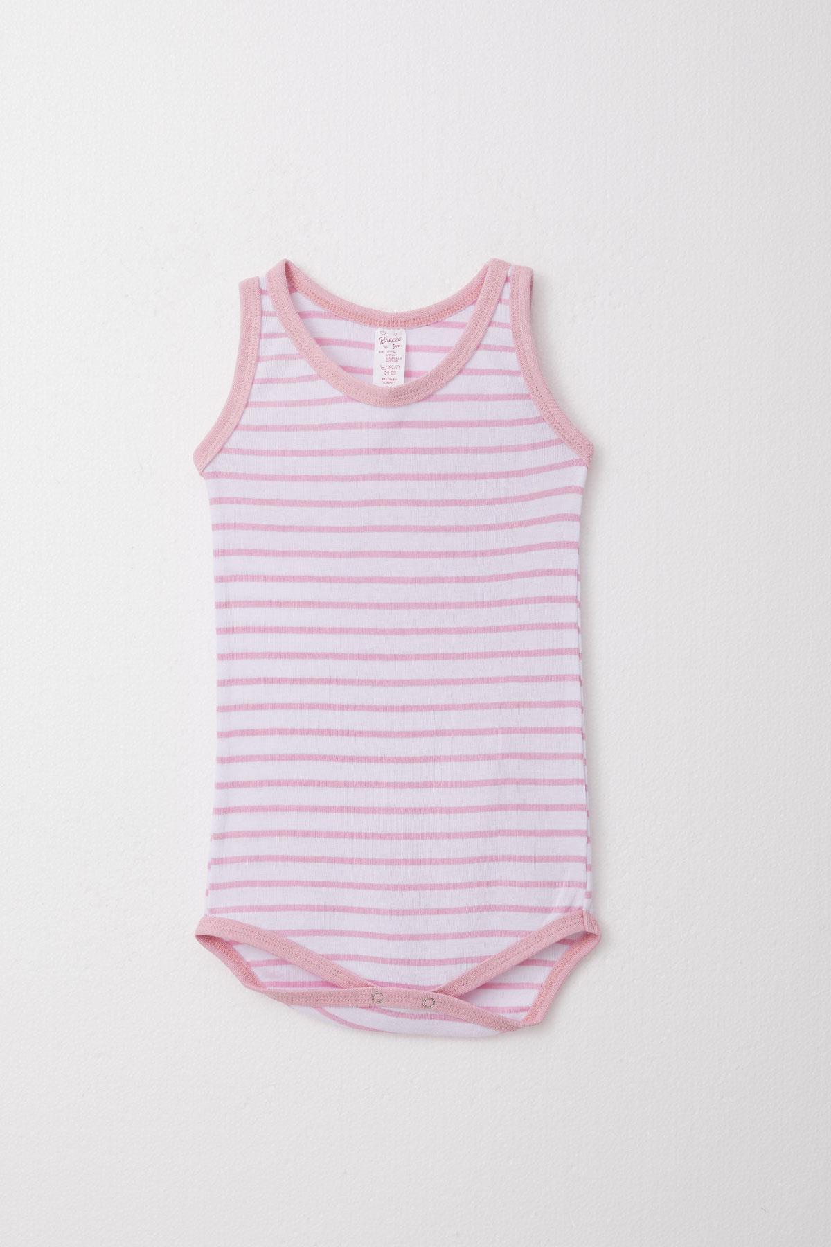 Breeze Kız Bebek Atlet Zıbın Body Çizgili Pembe (9 Ay-3 Yaş)