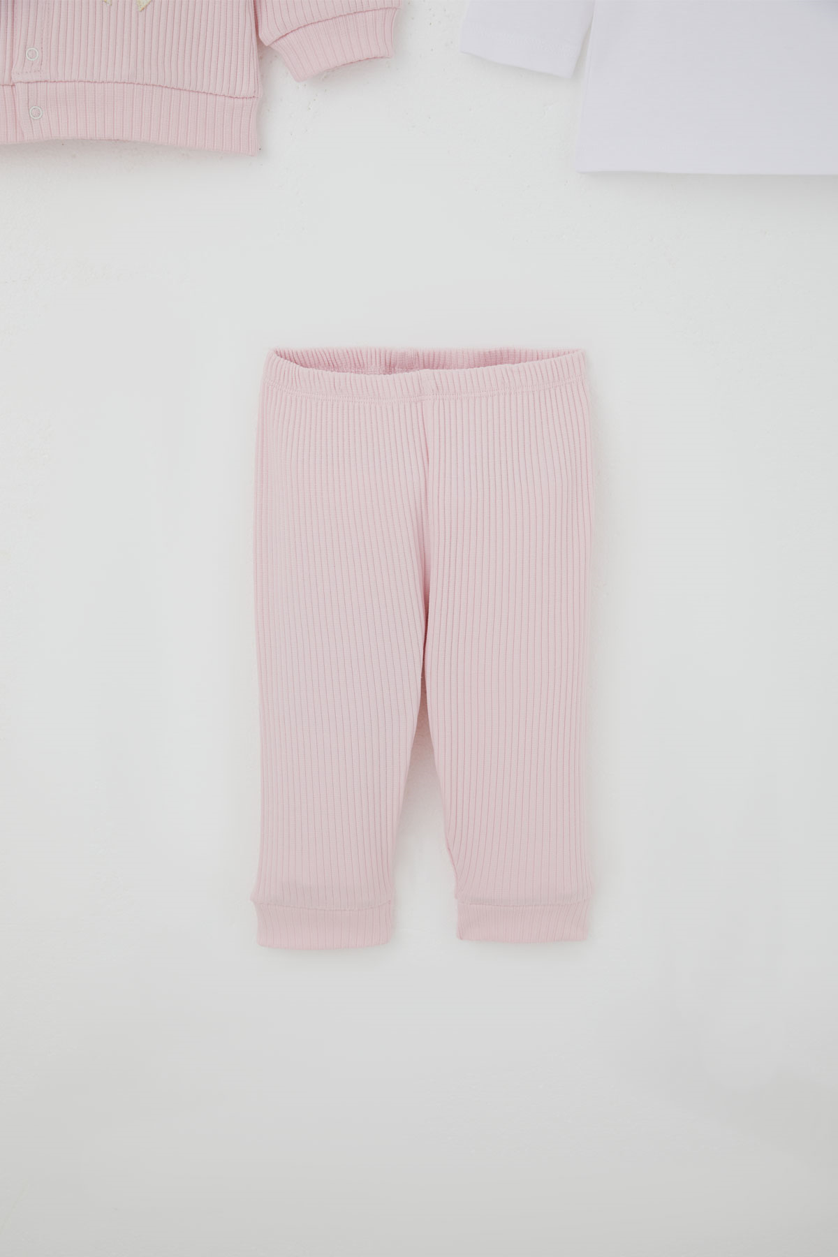 Breeze Kız Bebek Bodyli 3 lü Takım Fiyonk Arma Nakışlı Pembe (4 Ay-1 Yaş)