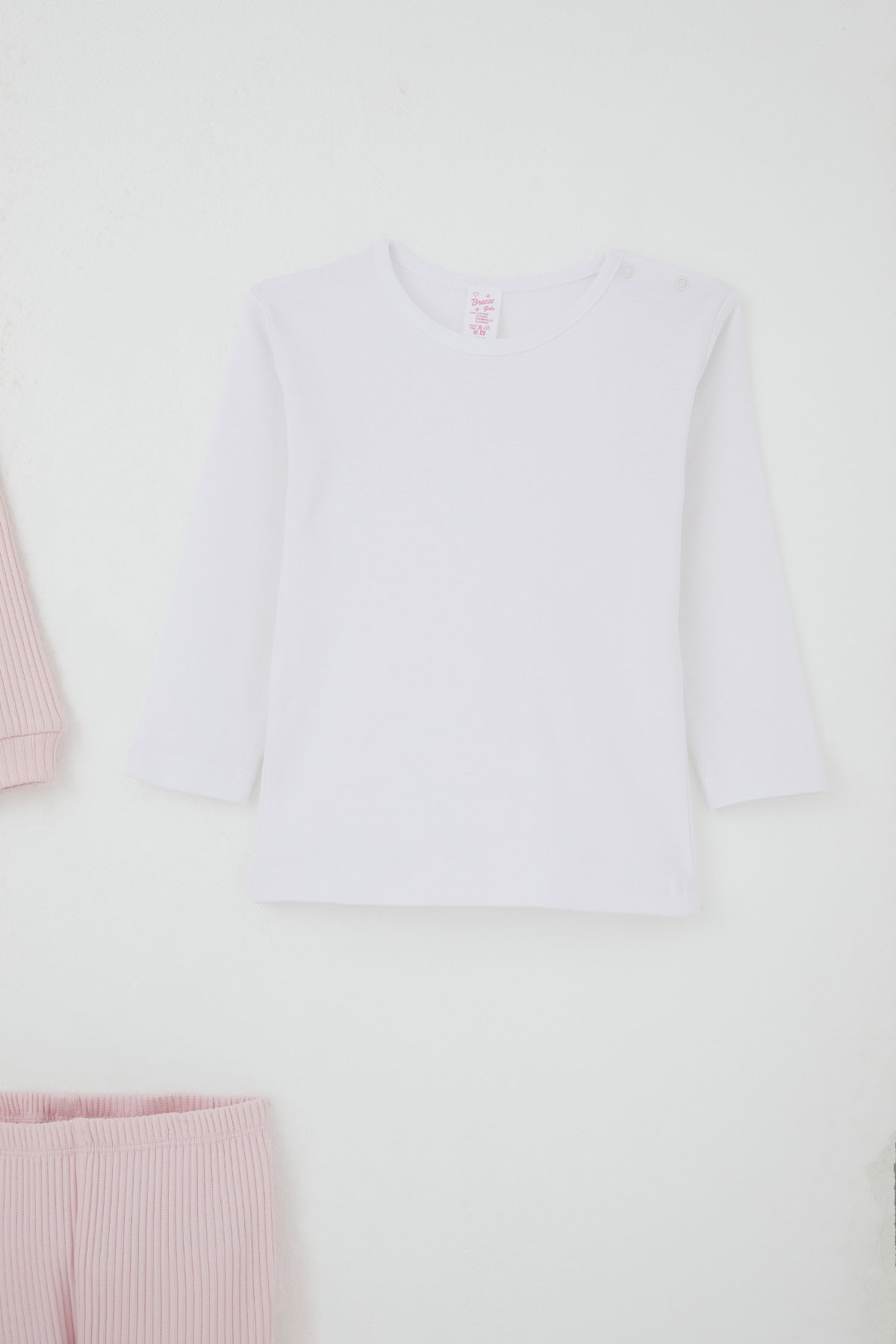 Breeze Kız Bebek Bodyli 3 lü Takım Fiyonk Arma Nakışlı Pembe (4 Ay-1 Yaş)