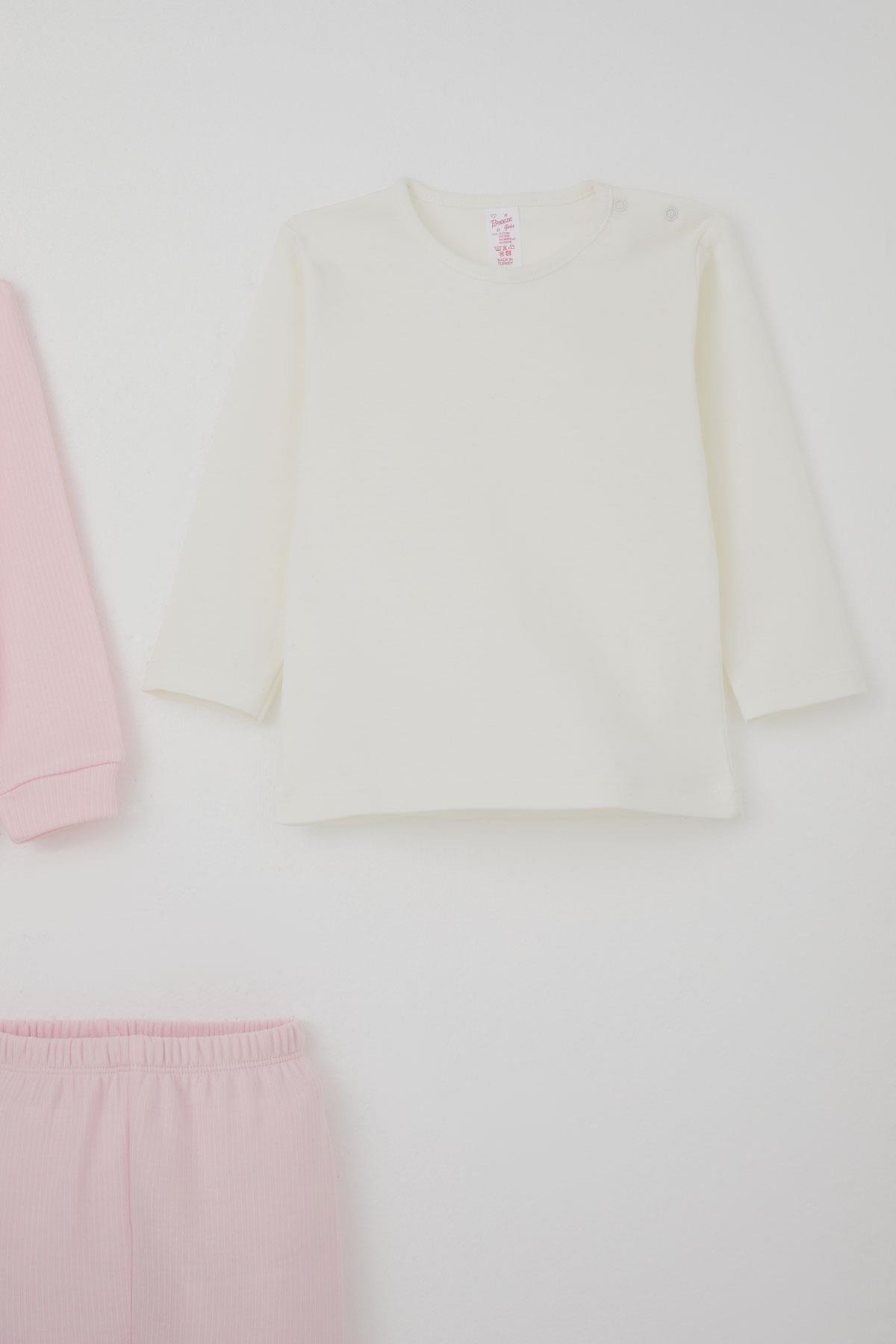 Breeze Kız Bebek Bodyli 3 lü Takım Sevimli Minik Tavşancık Armalı Çıtçıtlı Pembe (4 Ay-1 Yaş)