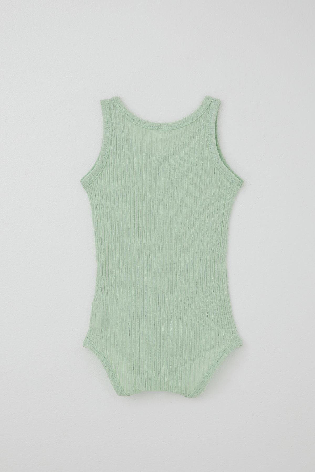 Breeze Kız Bebek Çıtçıtlı Atlet Zıbın Body Jakarlı Su Yeşili (9 Ay-3 Yaş)