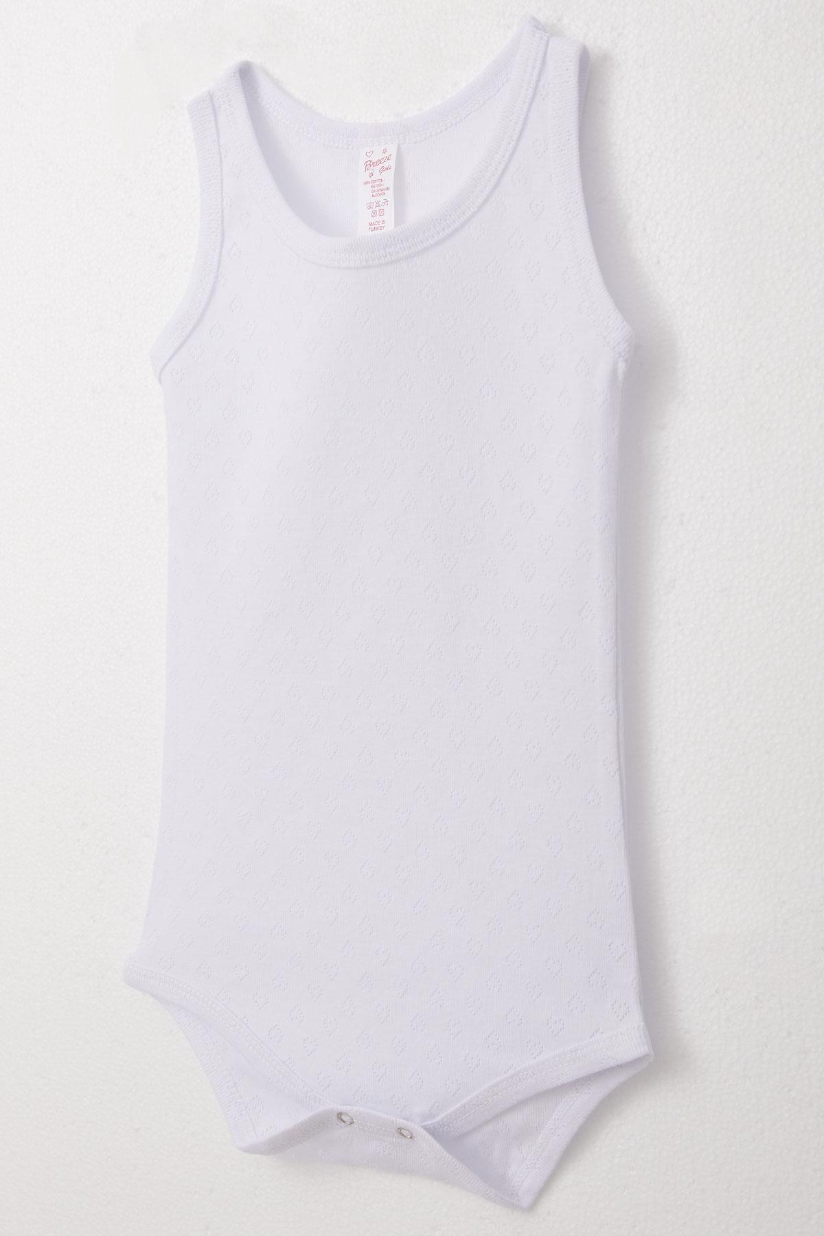 Breeze Kız Bebek Çıtçıtlı Atlet Zıbın Body Jakarlı Kalp Desenli Beyaz (9 Ay-3 Yaş)