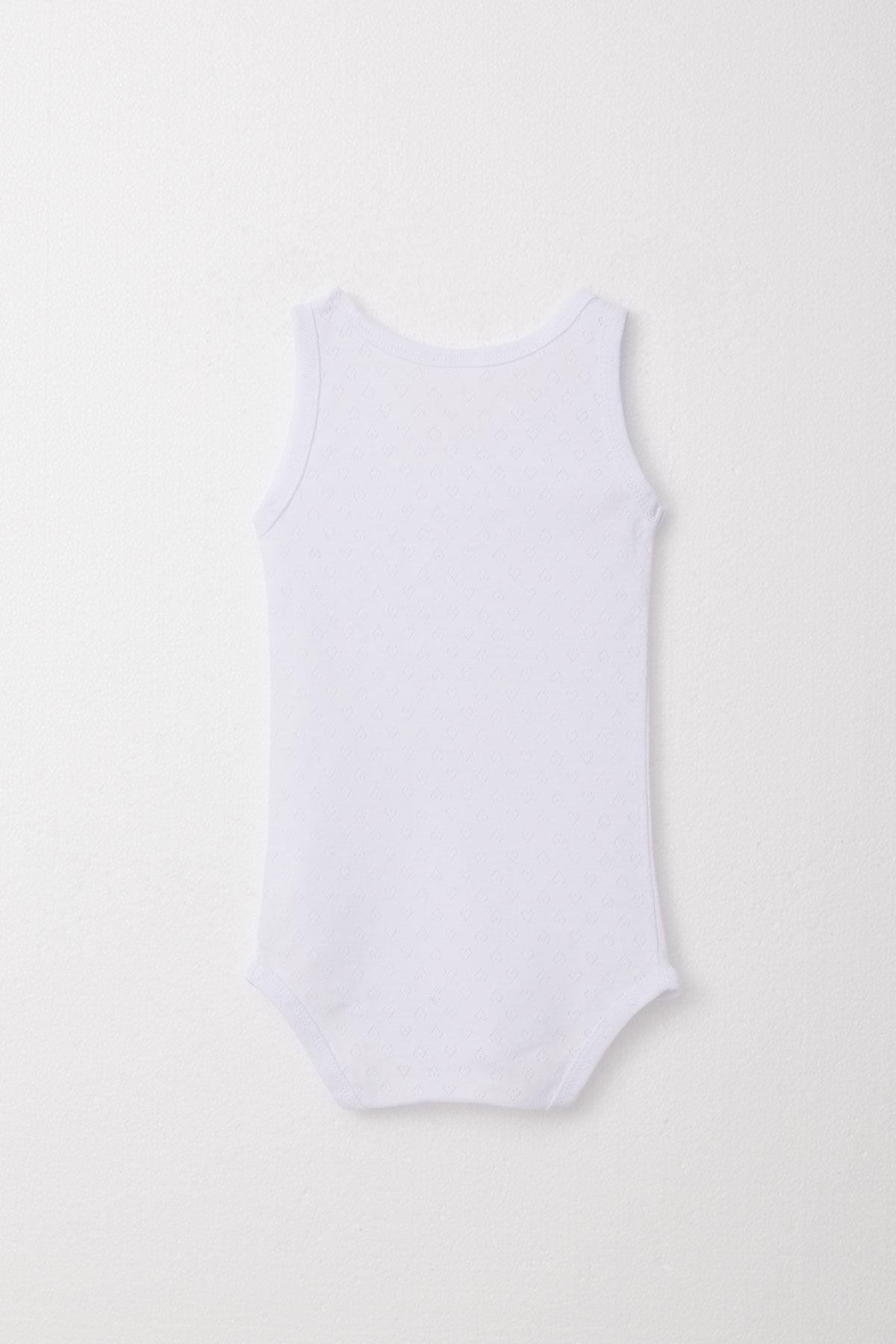 Breeze Kız Bebek Çıtçıtlı Atlet Zıbın Body Jakarlı Kalp Desenli Beyaz (9 Ay-3 Yaş)