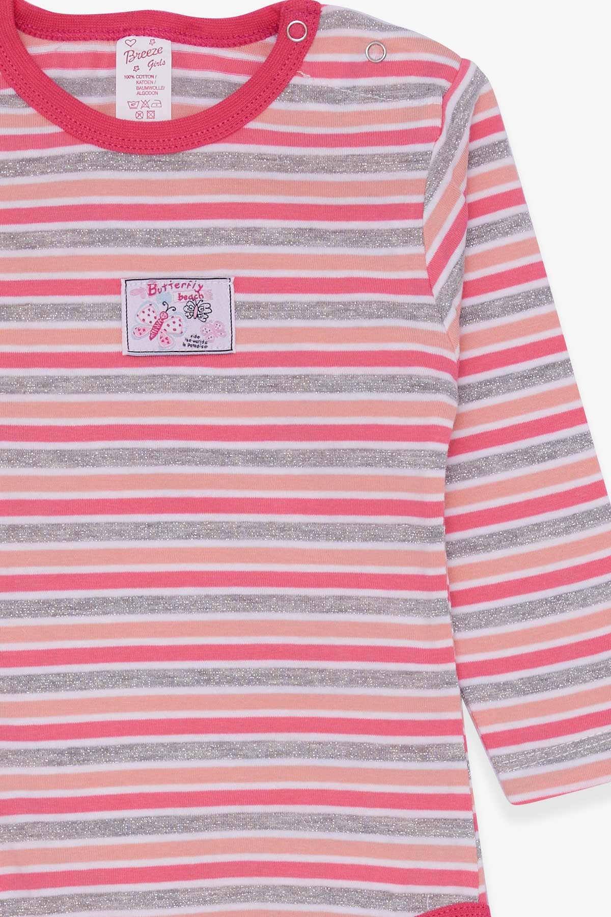 Breeze Kız Bebek Çıtçıtlı Body Arıcık Baskılı Pembe (9 Ay-3 Yaş)