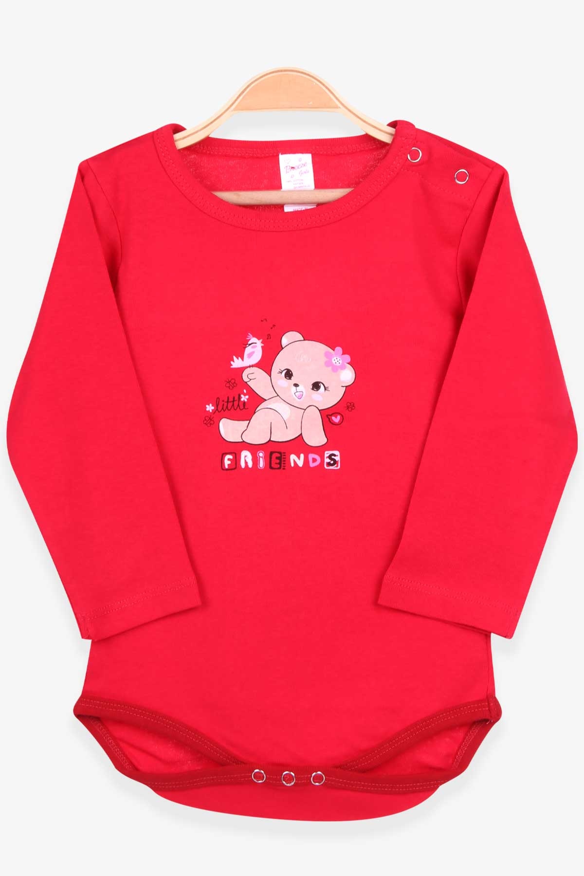 Breeze Kız Bebek Çıtçıtlı Body Ayıcık Baskılı Kırmızı (9 Ay-3 Yaş)