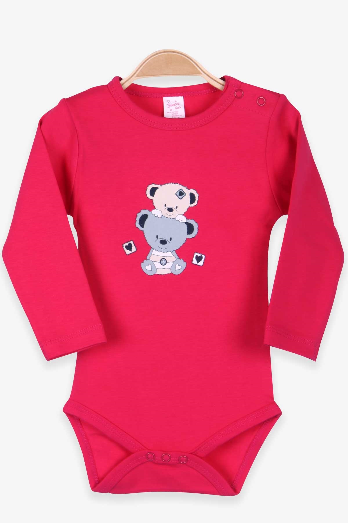 Breeze Kız Bebek Çıtçıtlı Body Ayıcık Baskılı Fuşya (9 Ay-3 Yaş)