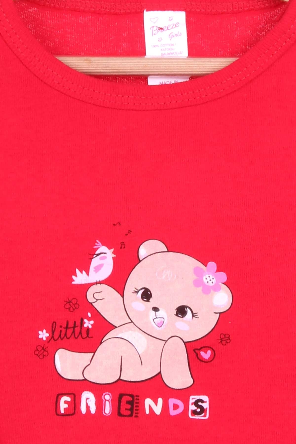 Breeze Kız Bebek Çıtçıtlı Body Ayıcık Baskılı Kırmızı (9 Ay-3 Yaş)