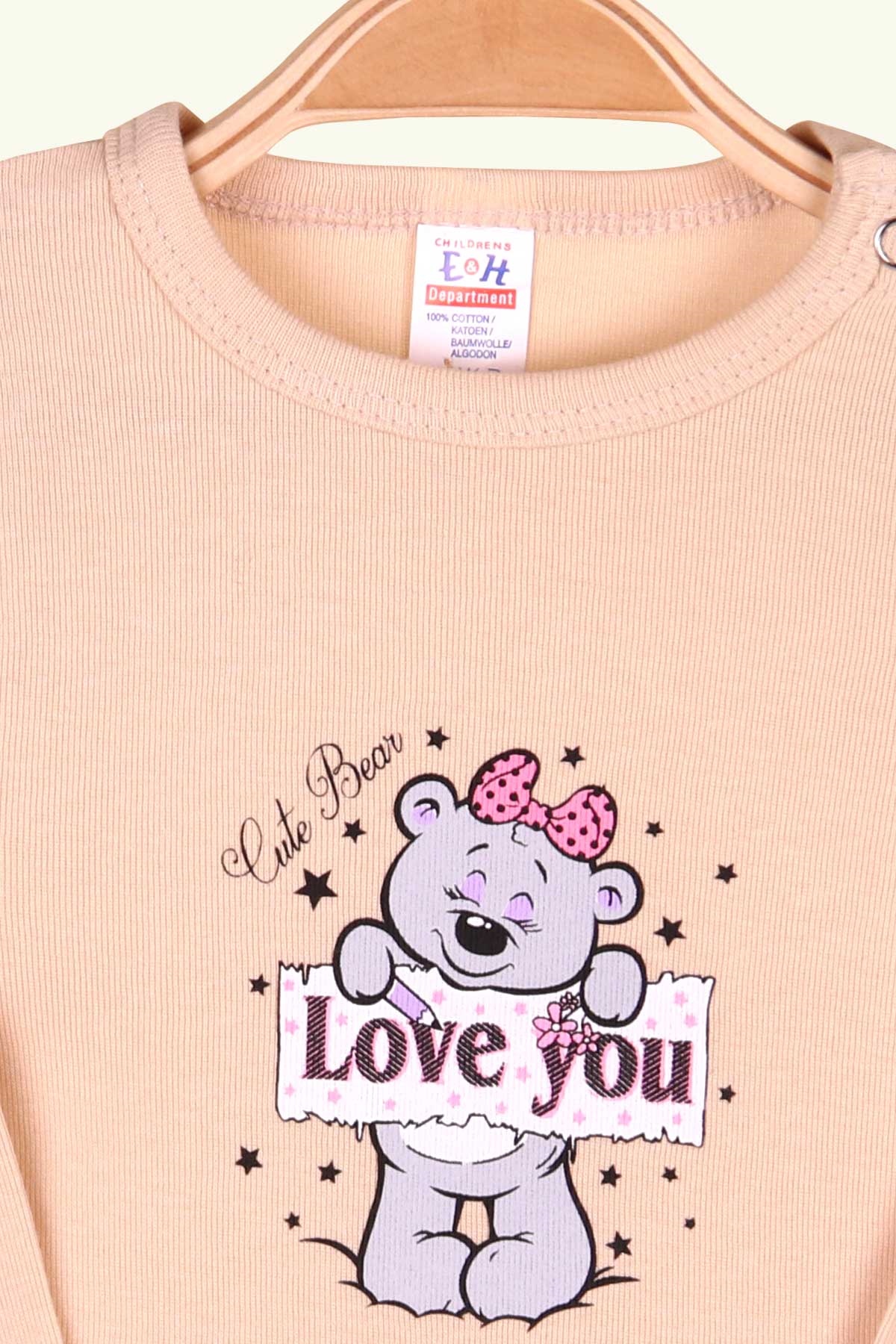 Breeze Kız Bebek Çıtçıtlı Body Ayıcıklı Baskılı Krem (9 Ay-3 Yaş)