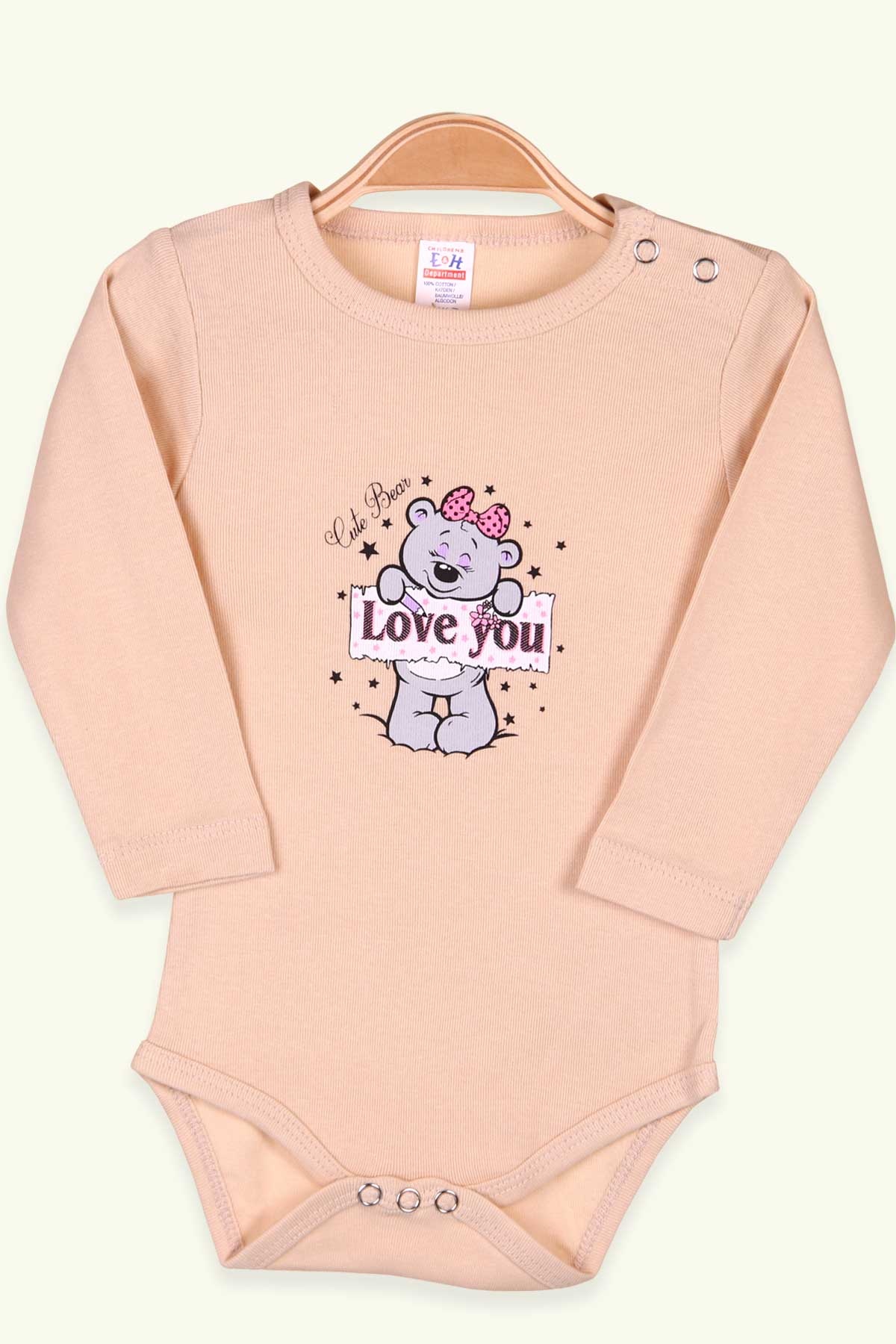 Breeze Kız Bebek Çıtçıtlı Body Ayıcıklı Baskılı Krem (9 Ay-3 Yaş)