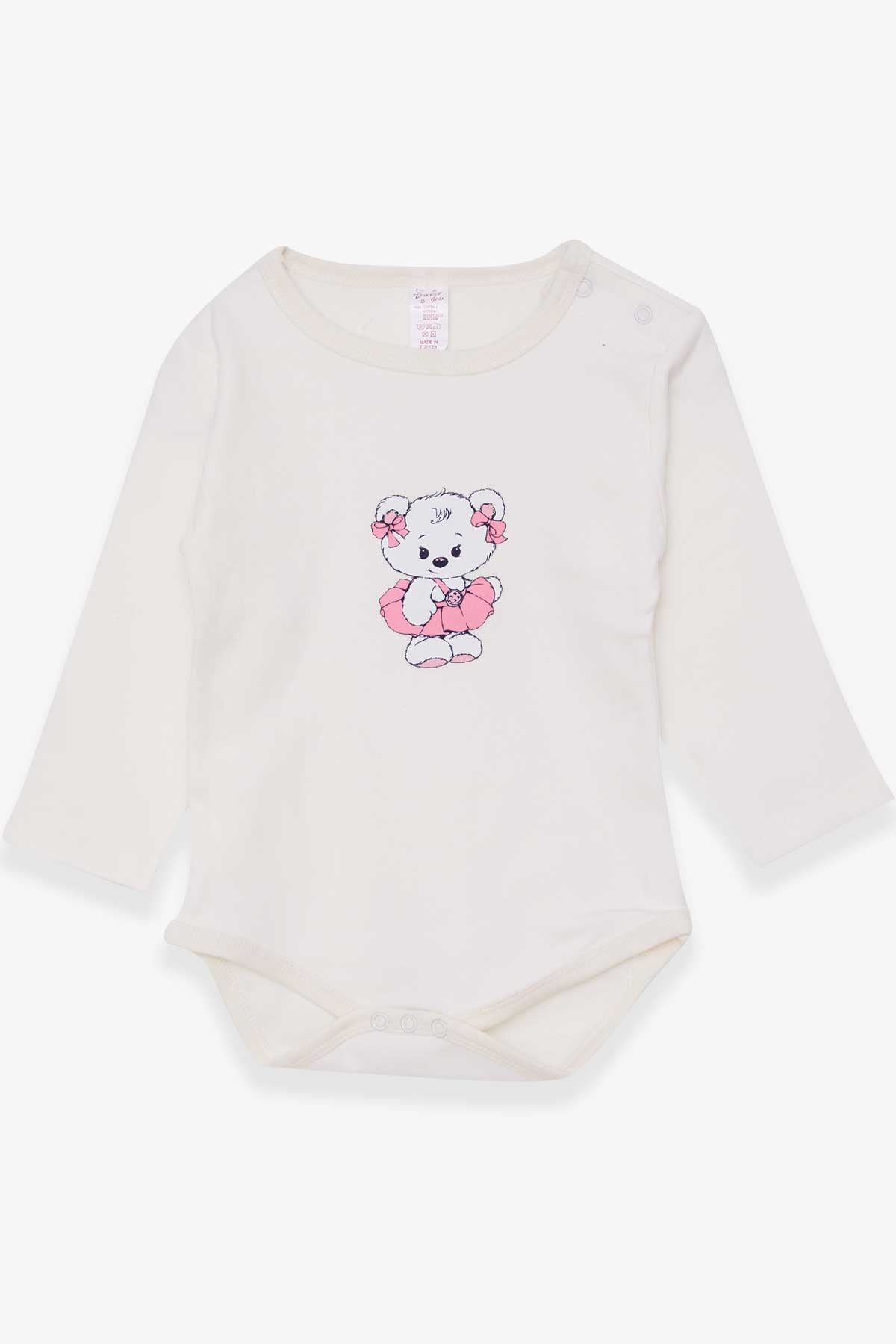 Breeze Kız Bebek Çıtçıtlı Body Baskılı Balerin Ayıcıklı Ekru (9 Ay-3 Yaş)