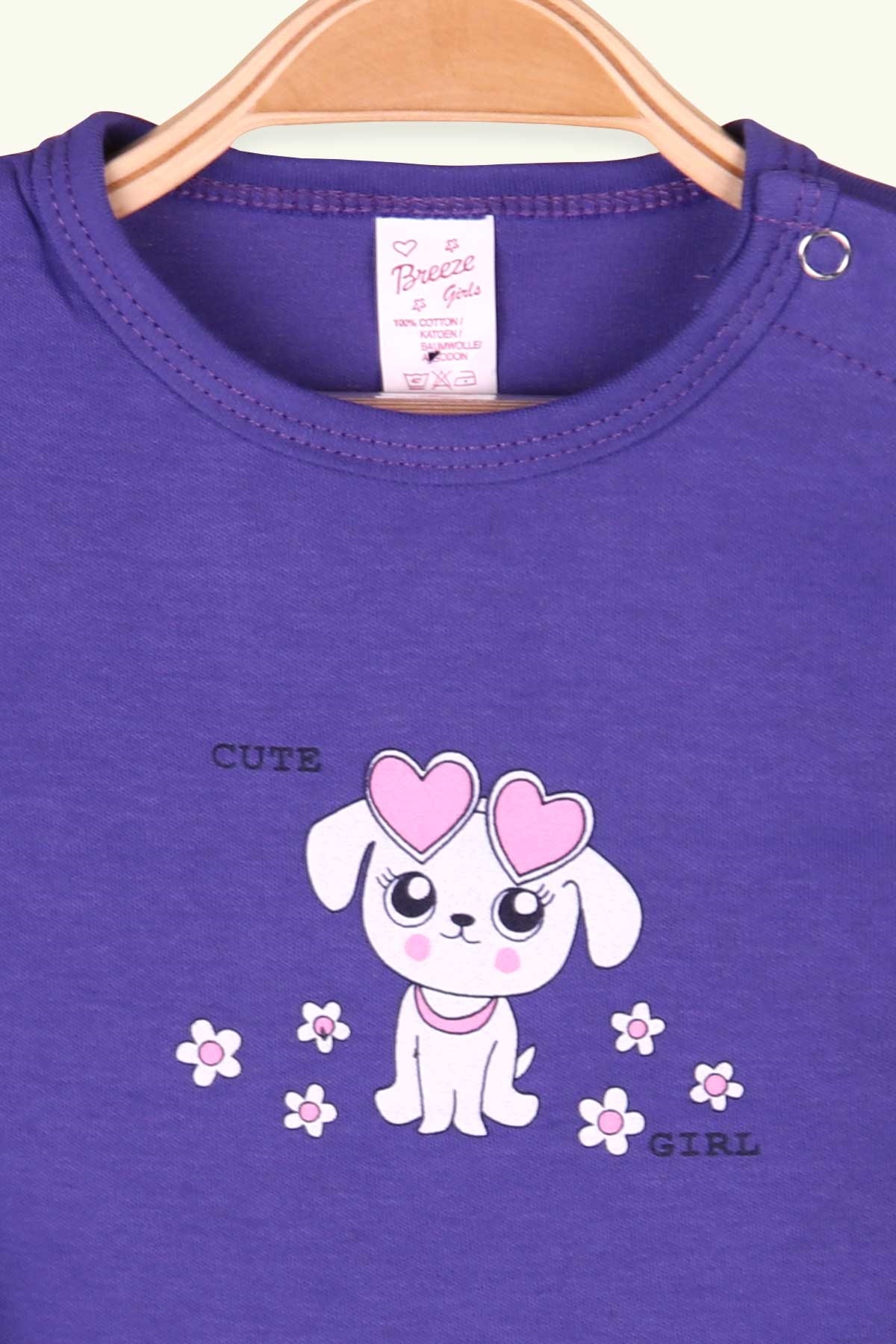 Breeze Kız Bebek Çıtçıtlı Body Baskılı Mor (9 Ay-3 Yaş)