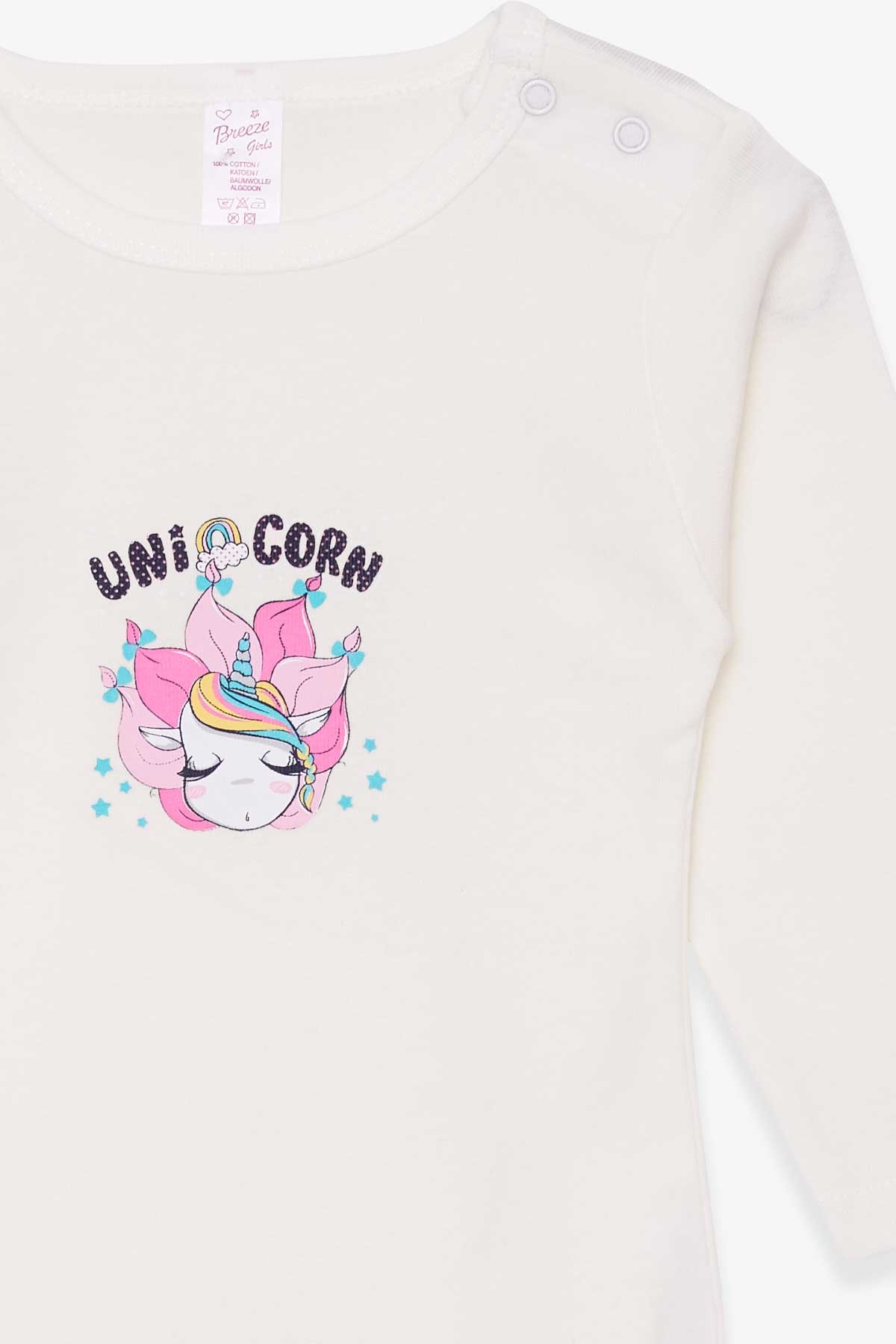 Breeze Kız Bebek Çıtçıtlı Body Baskılı Unicorn Ekru (9 Ay-3 Yaş)