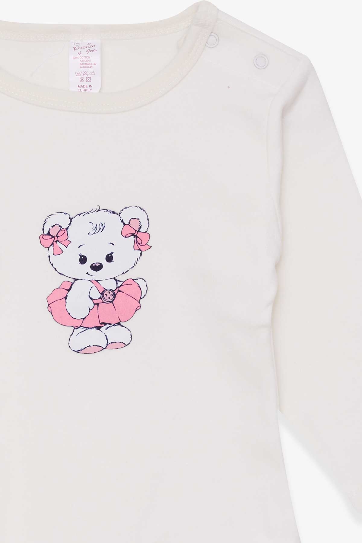Breeze Kız Bebek Çıtçıtlı Body Baskılı Balerin Ayıcıklı Ekru (9 Ay-3 Yaş)
