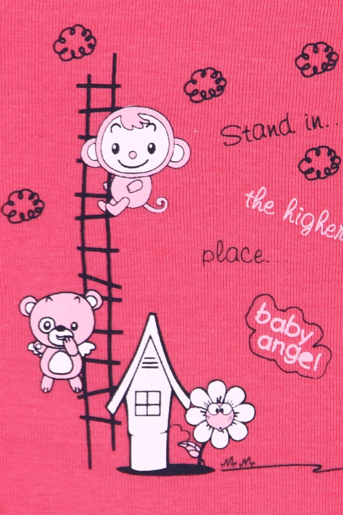 Breeze Kız Bebek Çıtçıtlı Body Baskılı Pembe (9 Ay-3 Yaş)