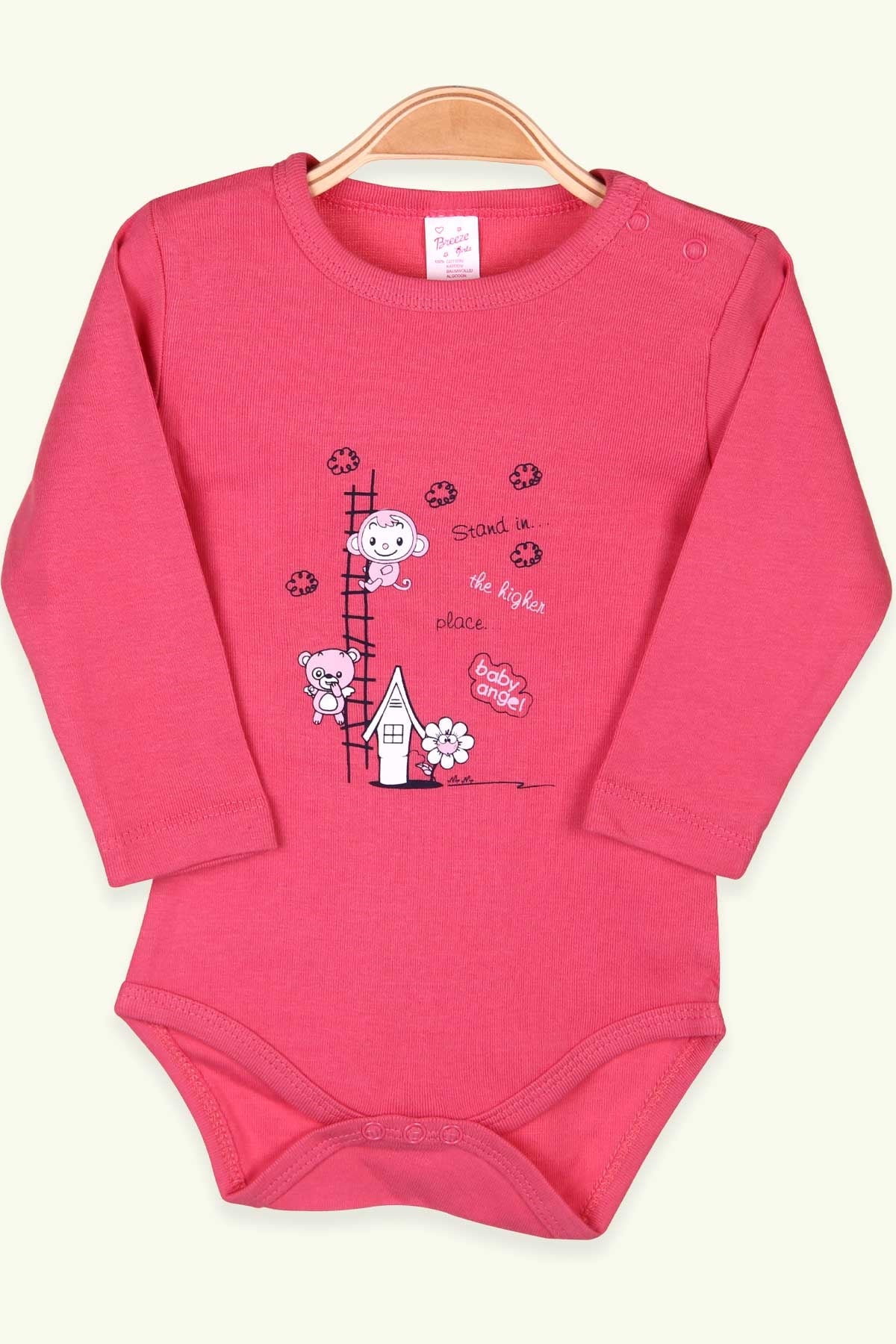 Breeze Kız Bebek Çıtçıtlı Body Baskılı Pembe (9 Ay-3 Yaş)
