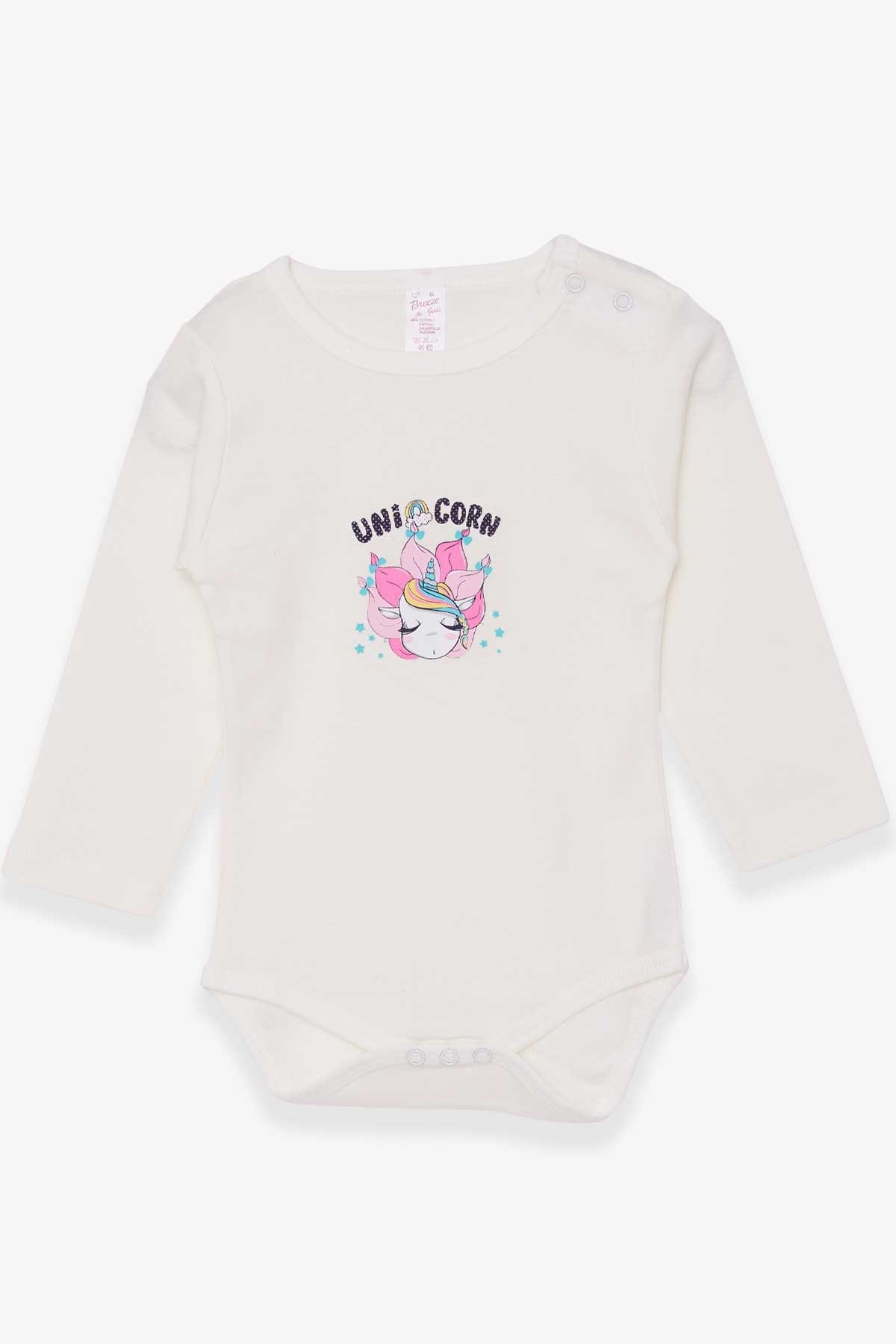 Breeze Kız Bebek Çıtçıtlı Body Baskılı Unicorn Ekru (9 Ay-3 Yaş)