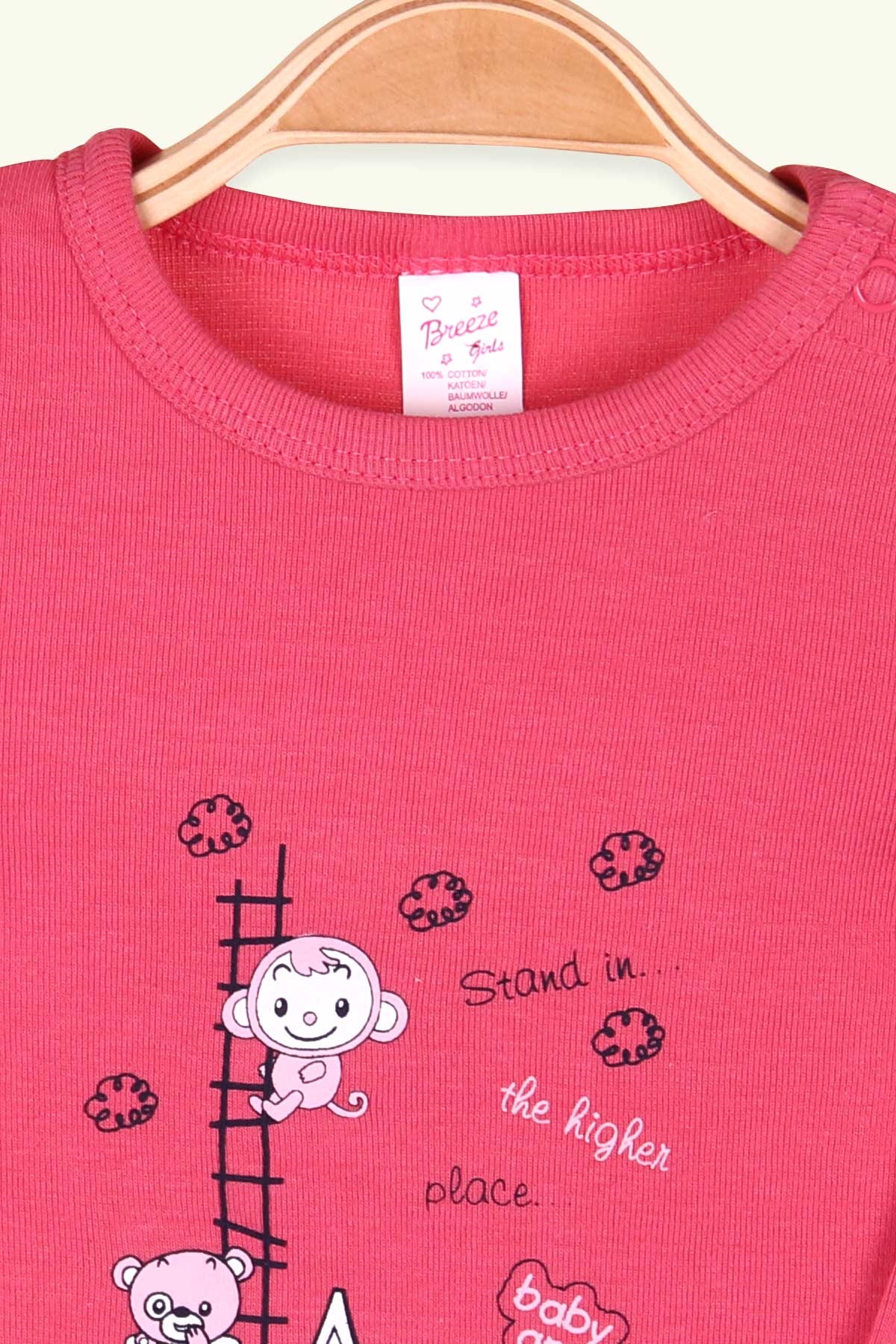 Breeze Kız Bebek Çıtçıtlı Body Baskılı Pembe (9 Ay-3 Yaş)
