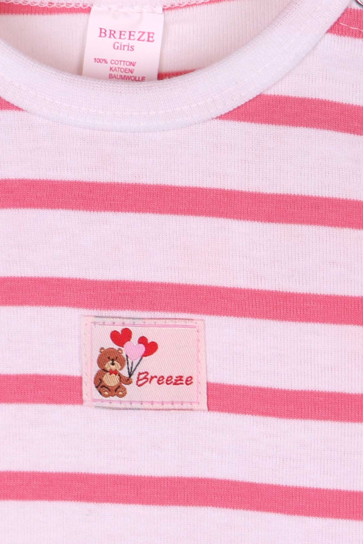 Breeze Kız Bebek Çıtçıtlı Body Çizgili Ekru (9 Ay-3 Yaş)