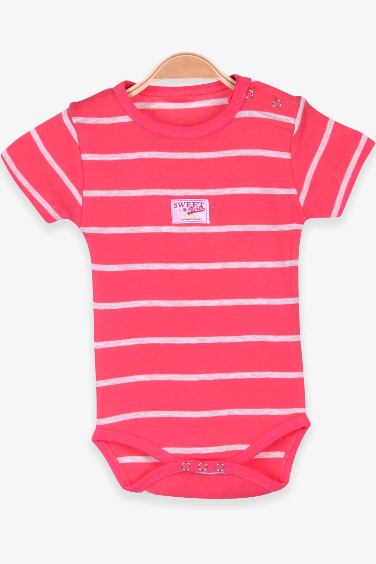 Breeze Kız Bebek Çıtçıtlı Body Çizgili Mercan (9 Ay-3 Yaş)