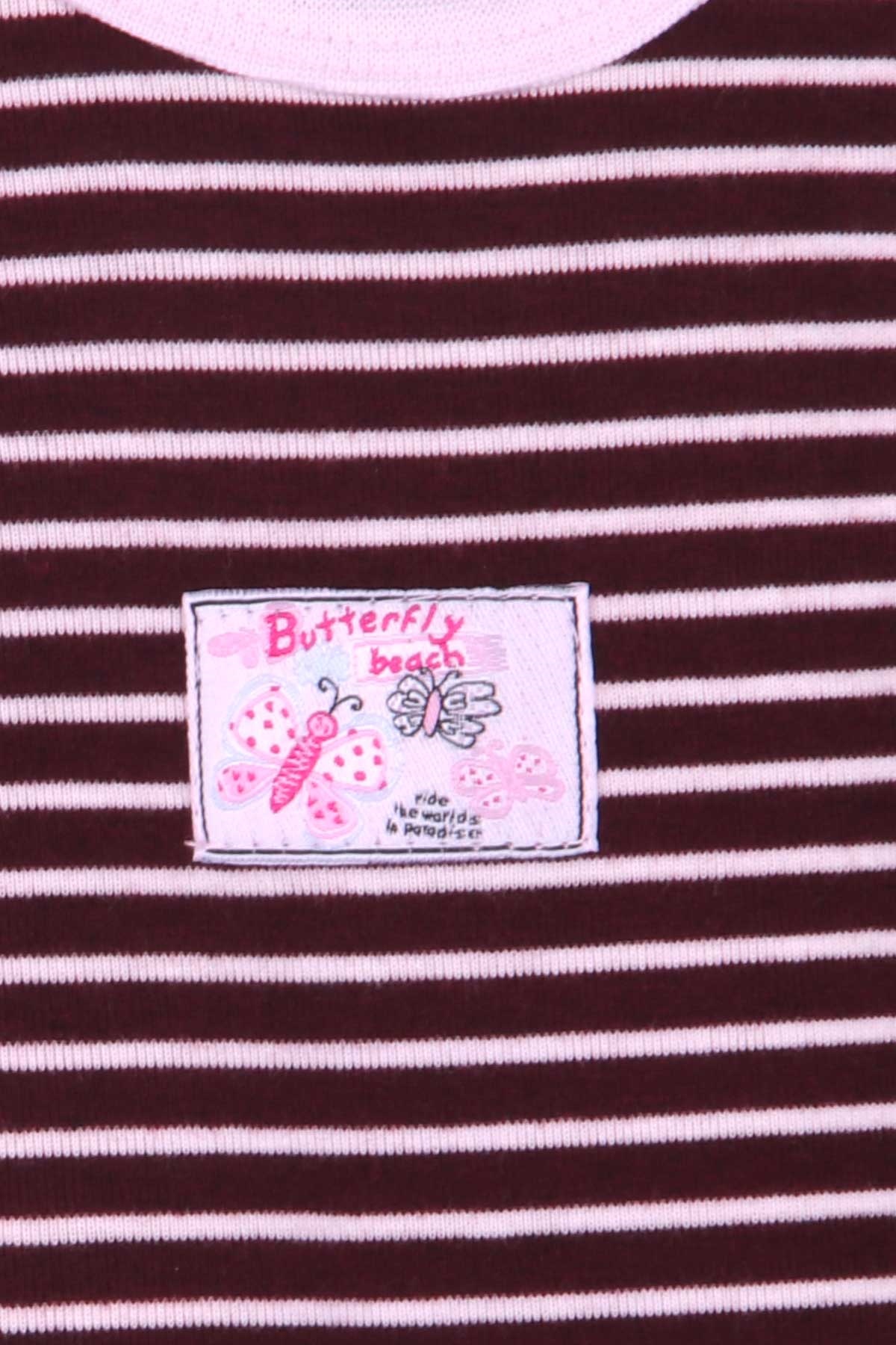 Breeze Kız Bebek Çıtçıtlı Body Çizgili Bordo (9 Ay-3 Yaş)