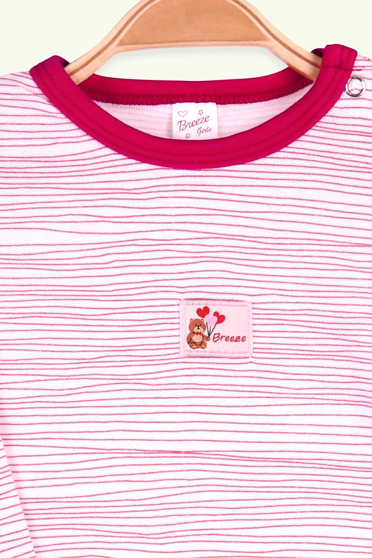 Breeze Kız Bebek Çıtçıtlı Body Çizgili Fuşya (9 Ay-3 Yaş)