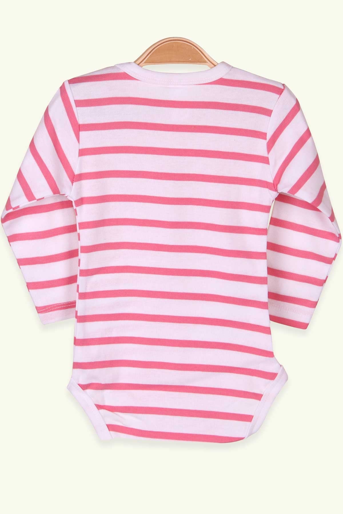 Breeze Kız Bebek Çıtçıtlı Body Çizgili Ekru (9 Ay-3 Yaş)