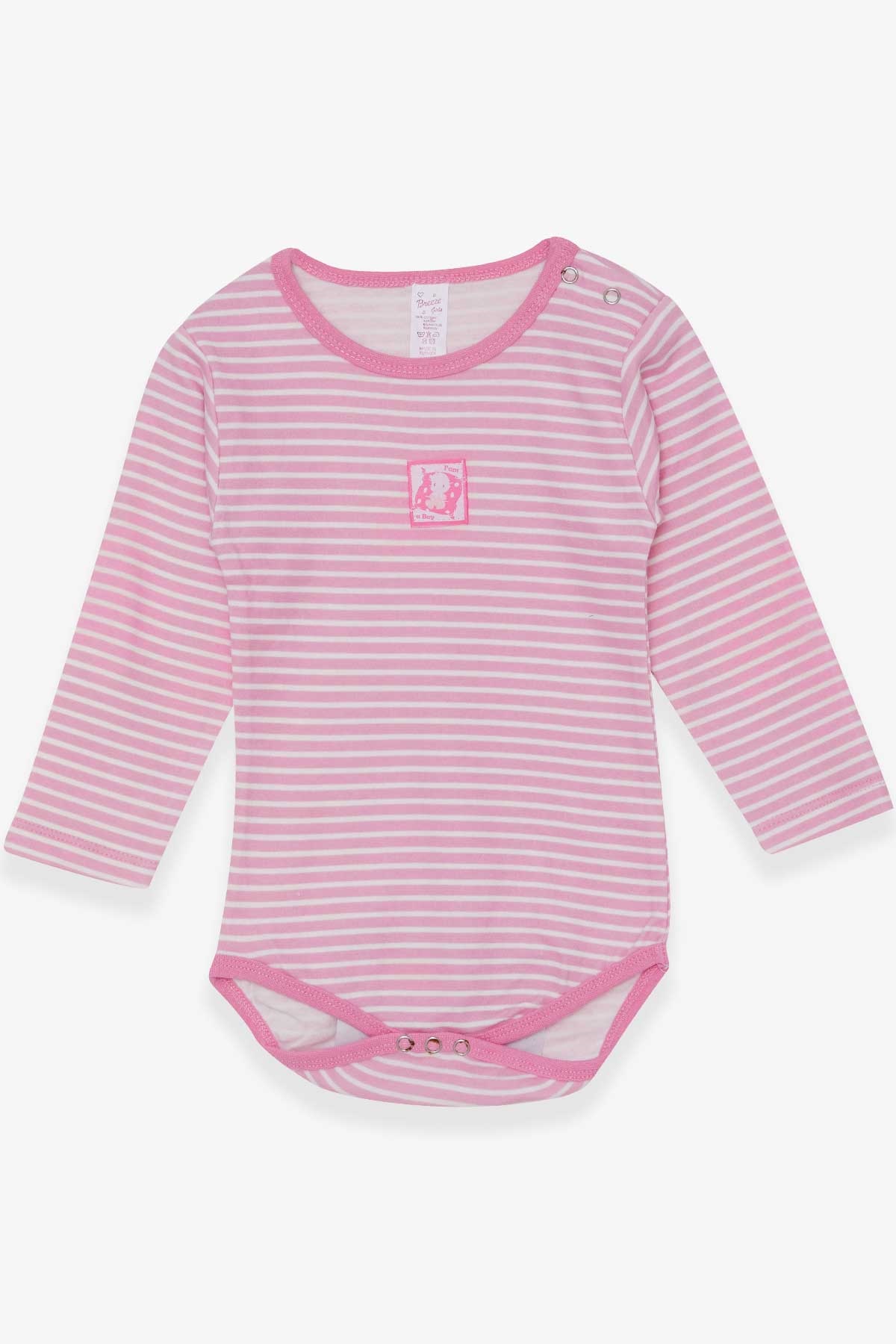 Breeze Kız Bebek Çıtçıtlı Body Çizgili Pembe (3 Yaş)