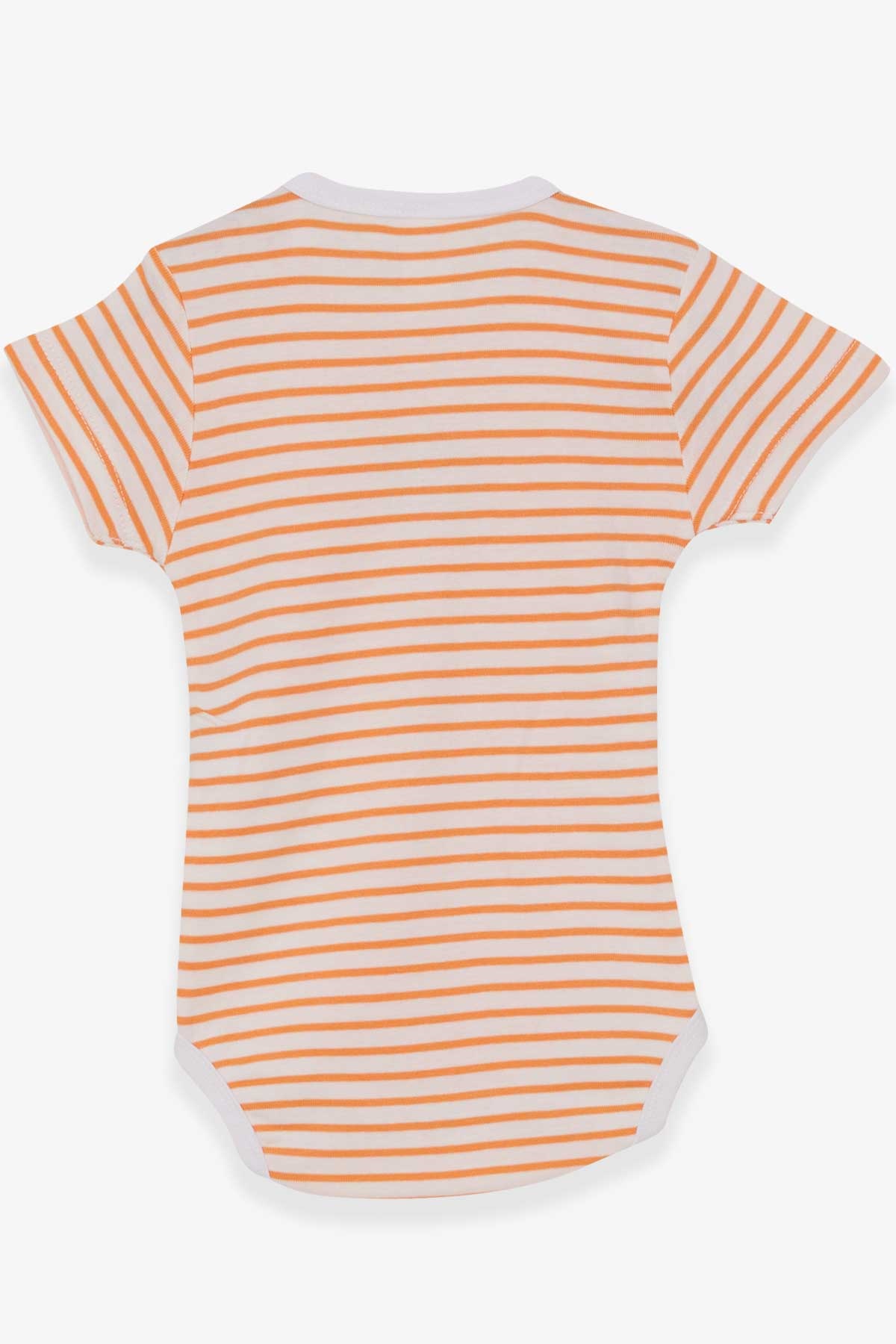 Breeze Kız Bebek Çıtçıtlı Body Çizgili Kedicik Baskılı Turuncu (9 Ay-3 Yaş)