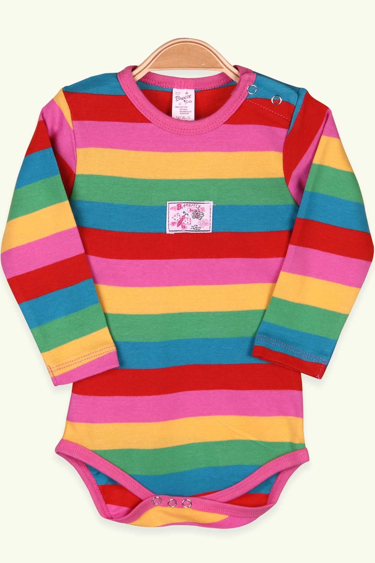 Breeze Kız Bebek Çıtçıtlı Body Çizgili Karışık Renk (9 Ay-3 Yaş)