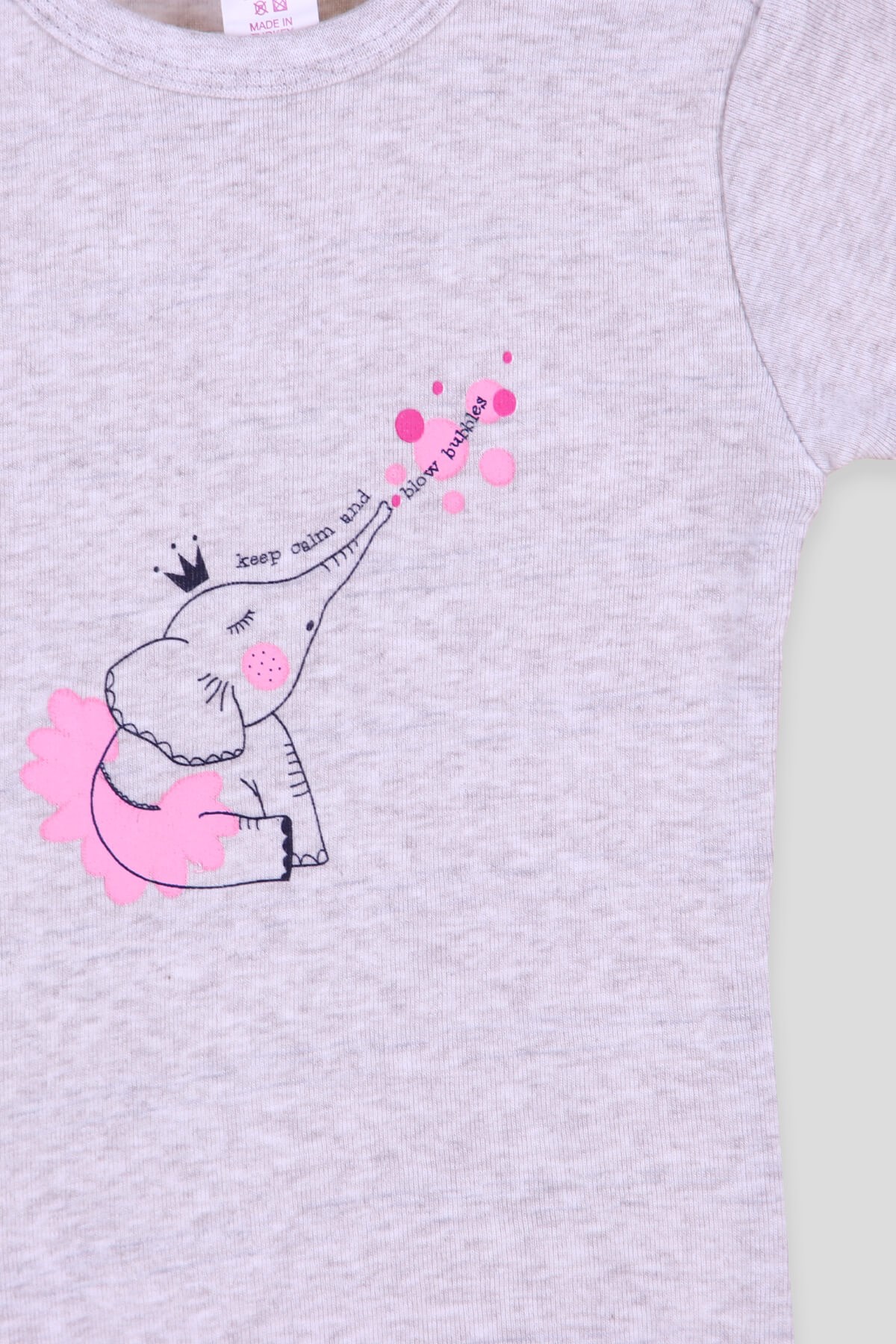 Breeze Kız Bebek Çıtçıtlı Body Fil Baskılı Gri (9 Ay-3 Yaş)