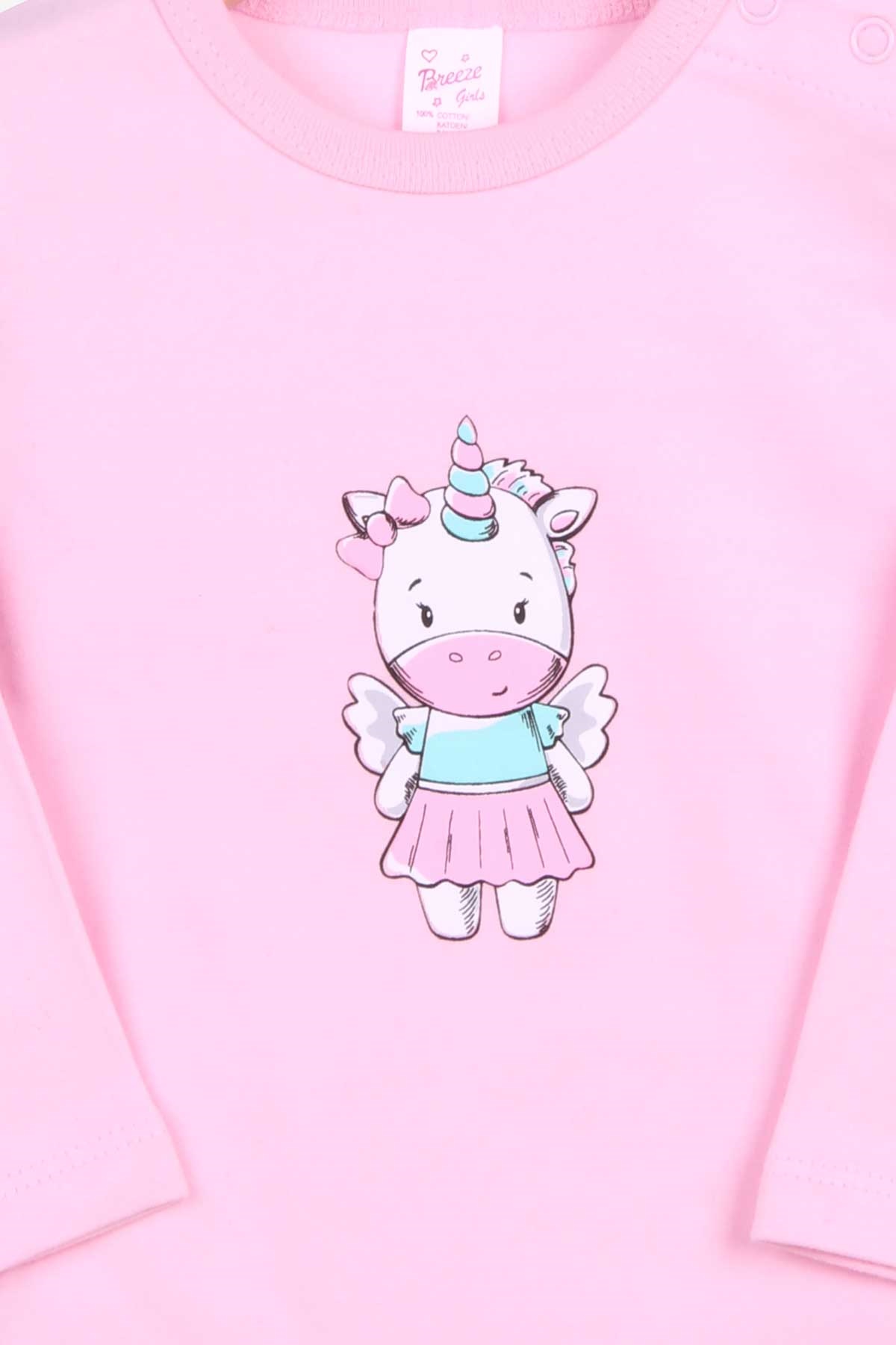 Breeze Kız Bebek Çıtçıtlı Body Hippocorn Baskılı Pudra (9 Ay-3 Yaş)