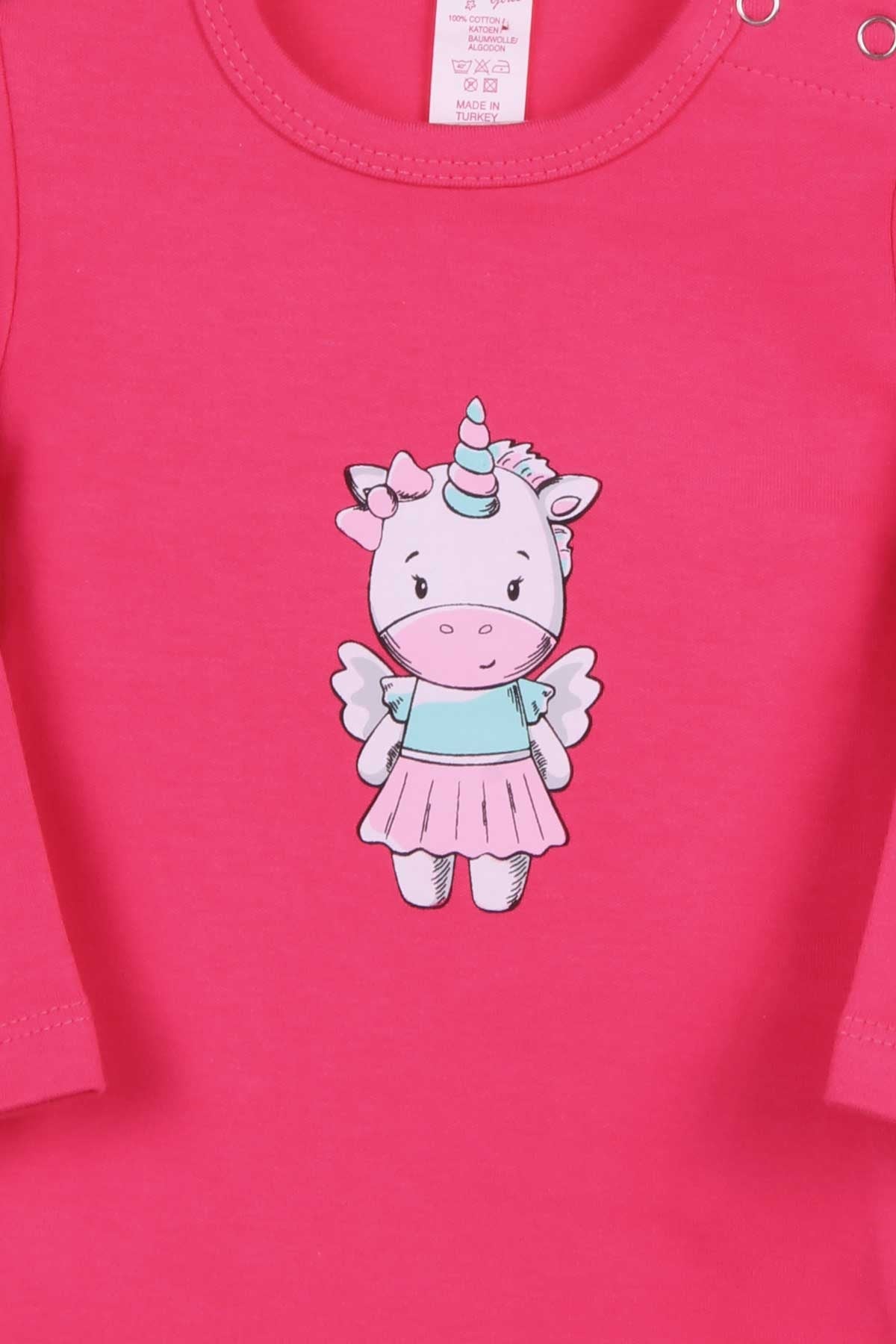 Breeze Kız Bebek Çıtçıtlı Body Hippocorn Baskılı Pembe (9 Ay-3 Yaş)