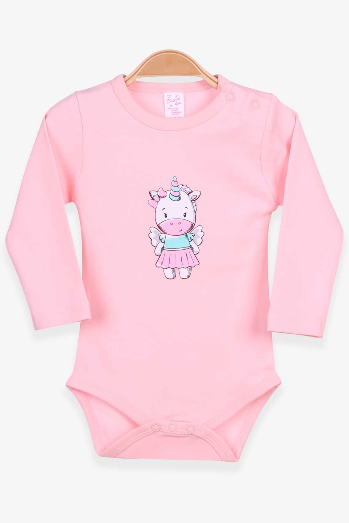Breeze Kız Bebek Çıtçıtlı Body Hippocorn Baskılı Somon (9 Ay-3 Yaş)