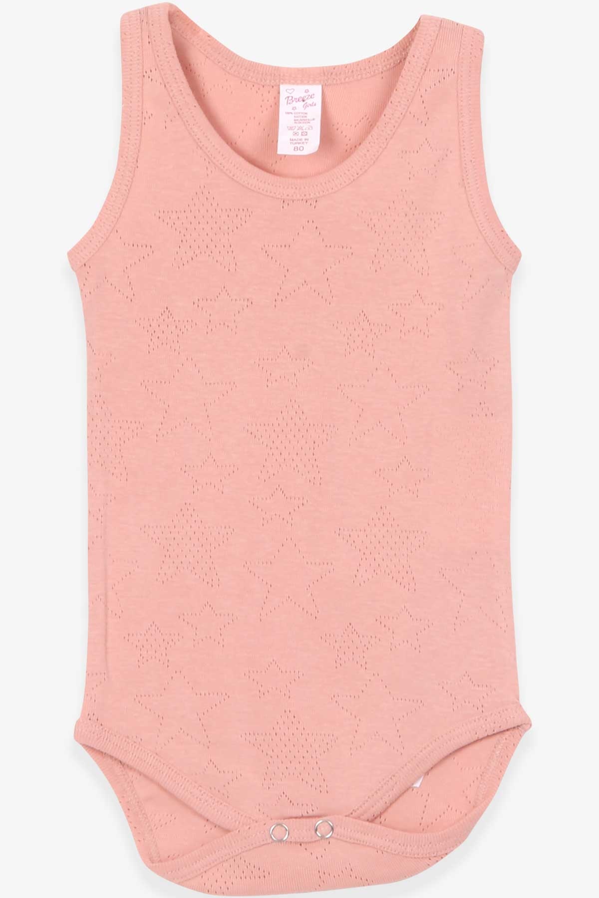 Breeze Kız Bebek Çıtçıtlı Body Jakarlı Yıldız Desenli Gülkurusu (9 Ay-3 Yaş)