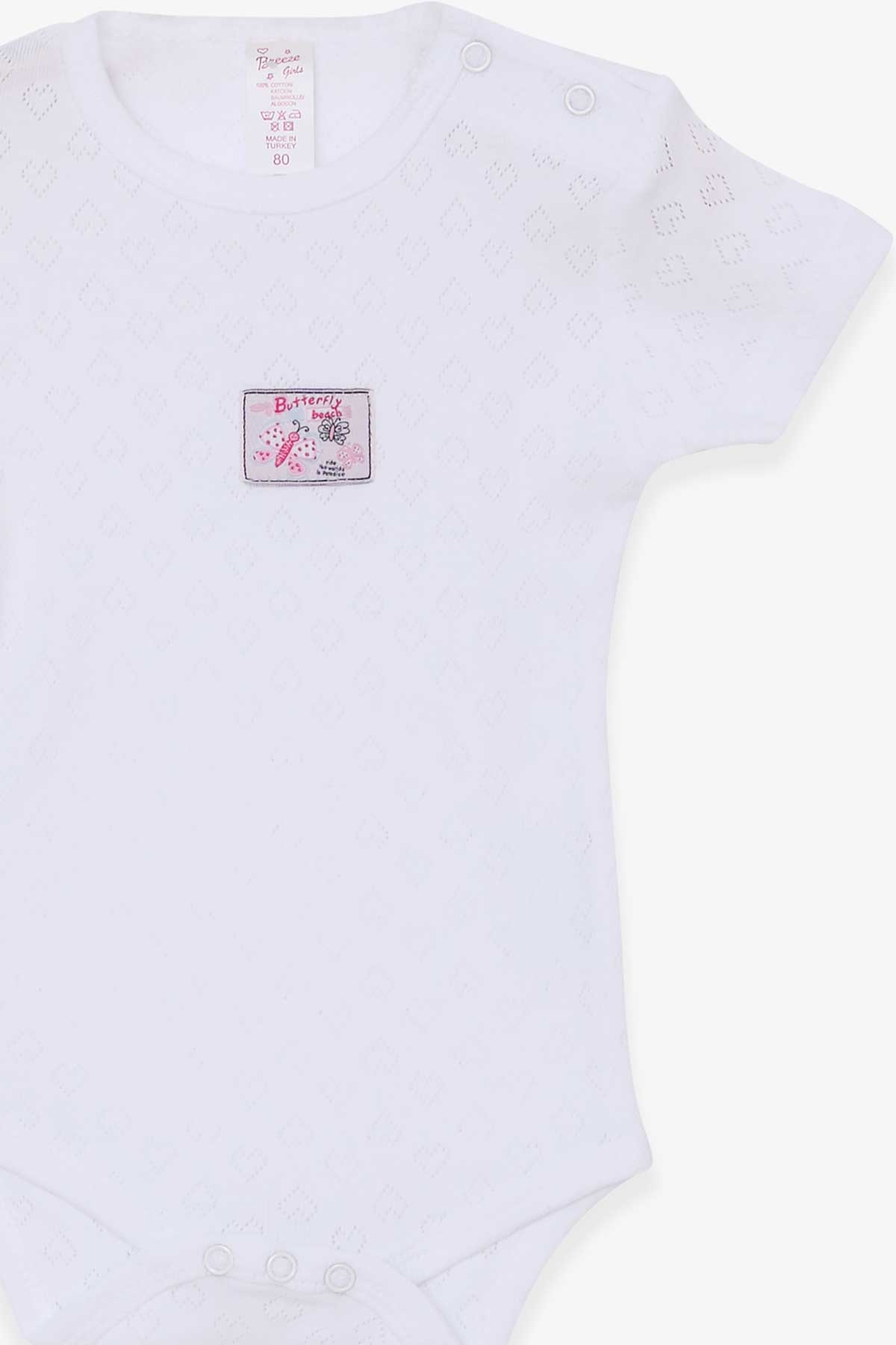 Breeze Kız Bebek Çıtçıtlı Body Jakarlı Arıcık Desenli Beyaz (9 Ay-3 Yaş)