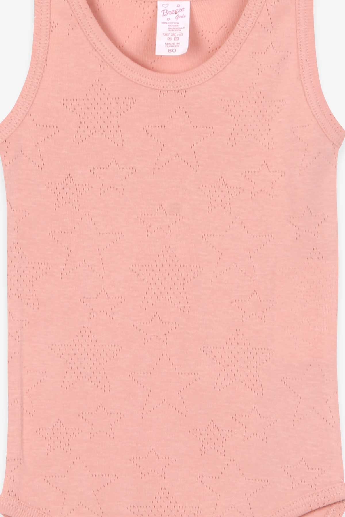 Breeze Kız Bebek Çıtçıtlı Body Jakarlı Yıldız Desenli Gülkurusu (9 Ay-3 Yaş)