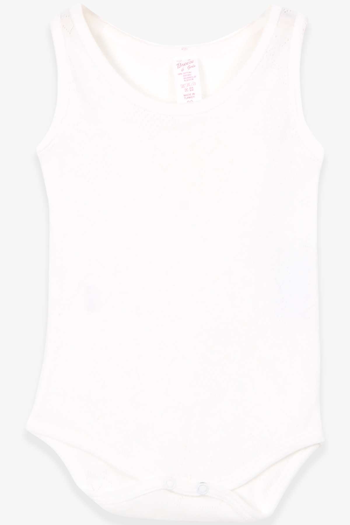 Breeze Kız Bebek Çıtçıtlı Body Jakarlı Yıldız Desenli Beyaz (9 Ay-3 Yaş)